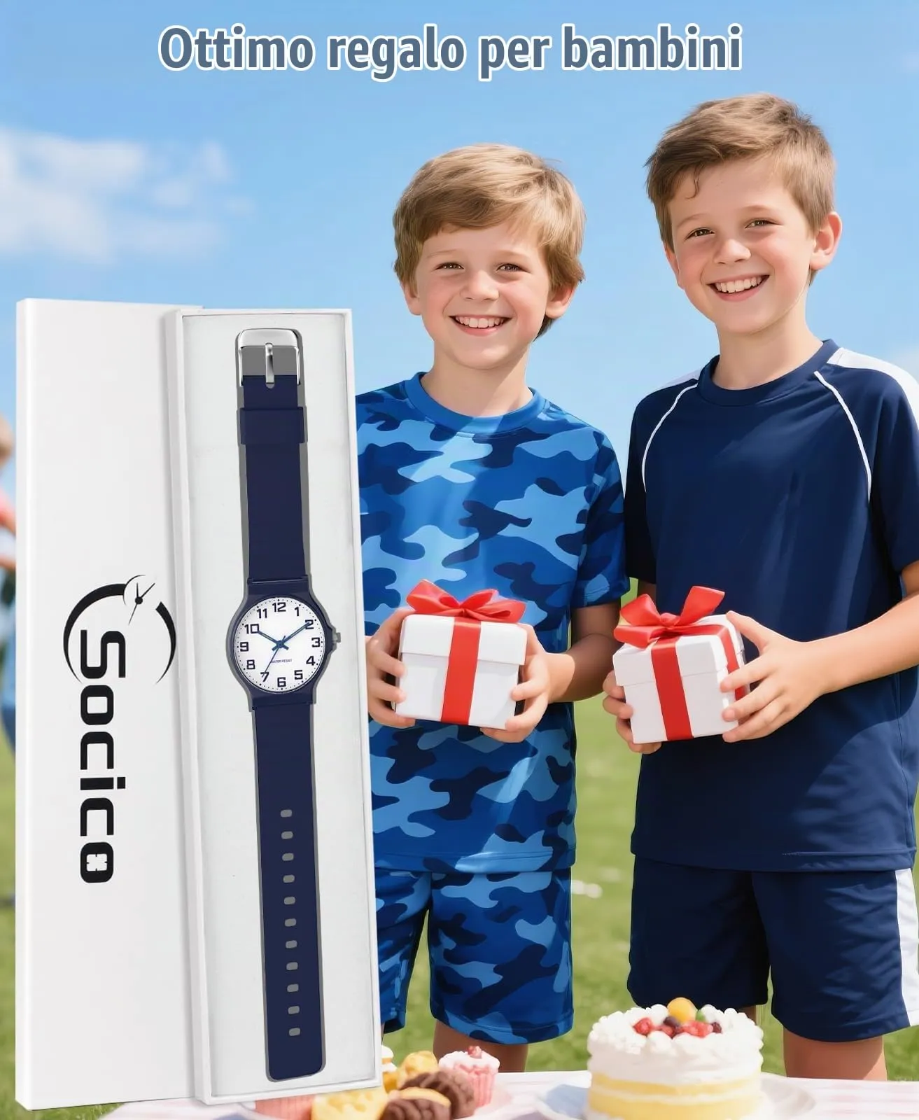SOCICO Orologio Analogico Sportivo per Bambini 5-15 Anni, Resistente all'Acqua 30M, Blu Navy - immagine 6