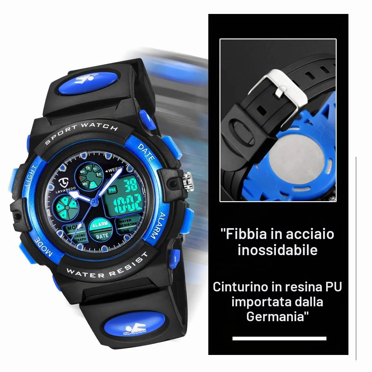 aswan watch Orologio Digitale Multifunzione per Bambini, Impermeabile, Luce LED - immagine 5
