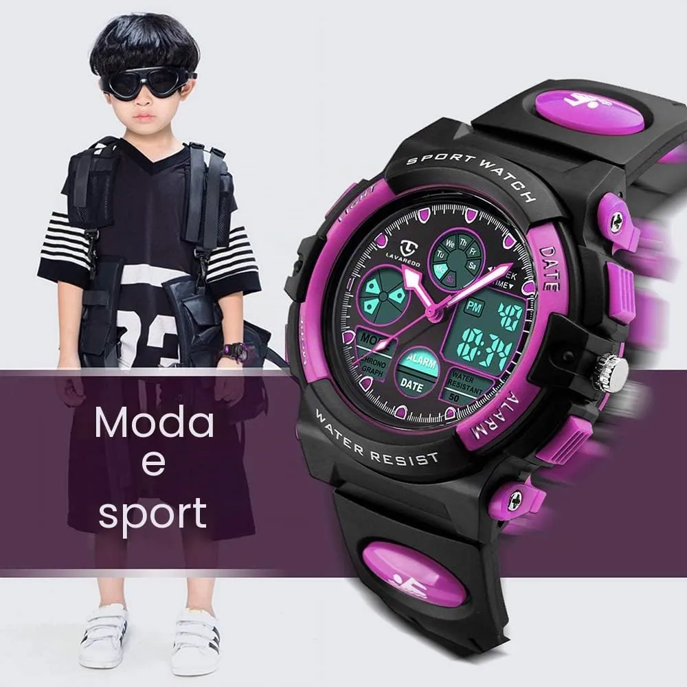 aswan watch Orologio Digitale Multifunzione per Bambini Impermeabile con Luce LED - immagine 2