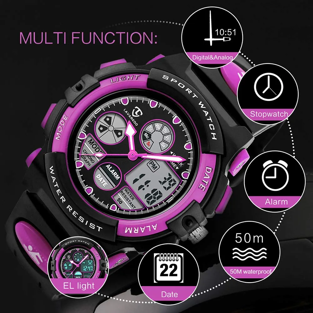 aswan watch Orologio Digitale Multifunzione per Bambini Impermeabile con Luce LED - immagine 3