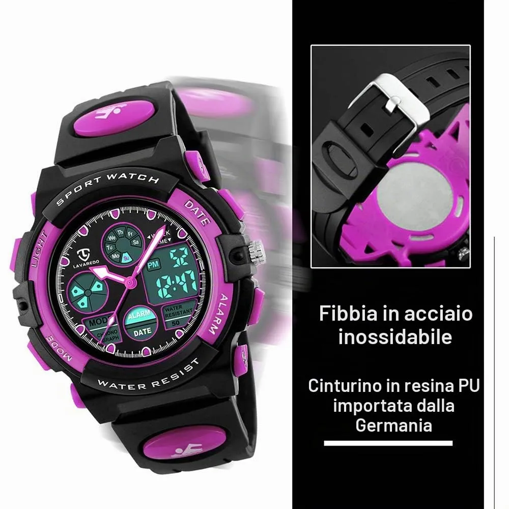 aswan watch Orologio Digitale Multifunzione per Bambini Impermeabile con Luce LED - immagine 4