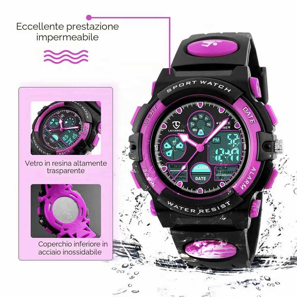 aswan watch Orologio Digitale Multifunzione per Bambini Impermeabile con Luce LED - immagine 5