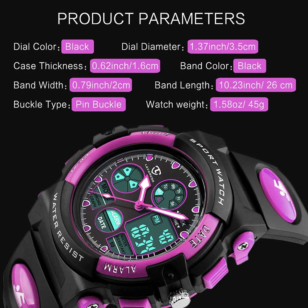 aswan watch Orologio Digitale Multifunzione per Bambini Impermeabile con Luce LED - immagine 6