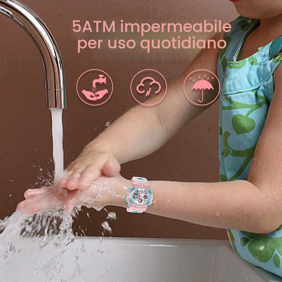 aswan watch Orologio Digitale Multifunzione per Bambini, Impermeabile 5 ATM, Luce LED - immagine 4