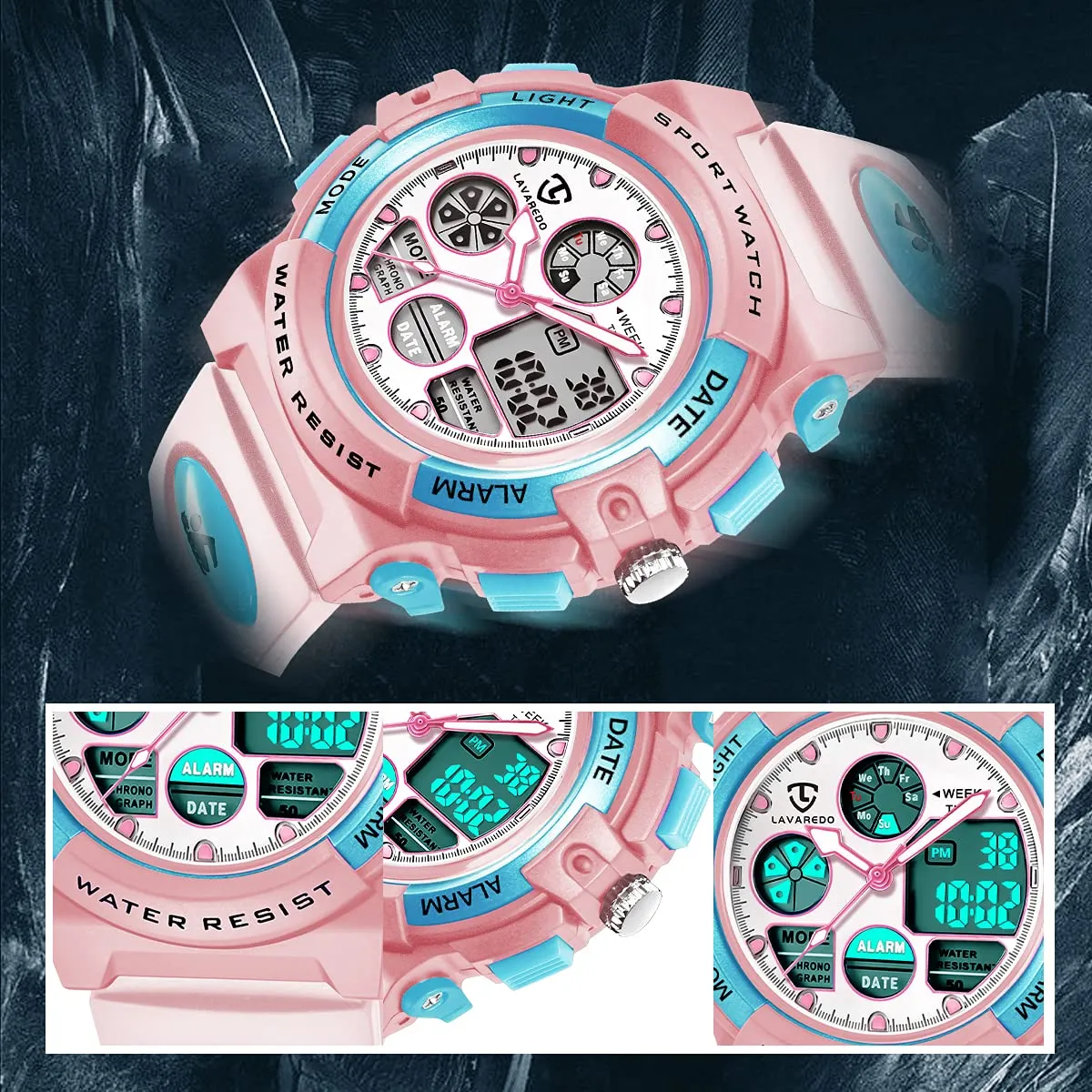aswan watch Orologio Digitale Multifunzione per Bambini, Impermeabile 5 ATM, Luce LED - immagine 6
