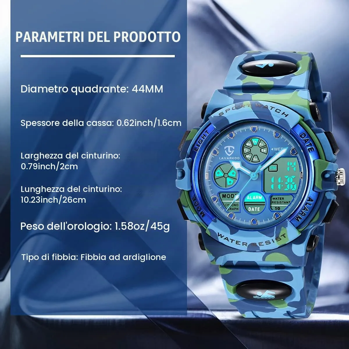 aswan watch Orologio Digitale Multifunzione per Bambini, Impermeabile, Luce LED - immagine 3