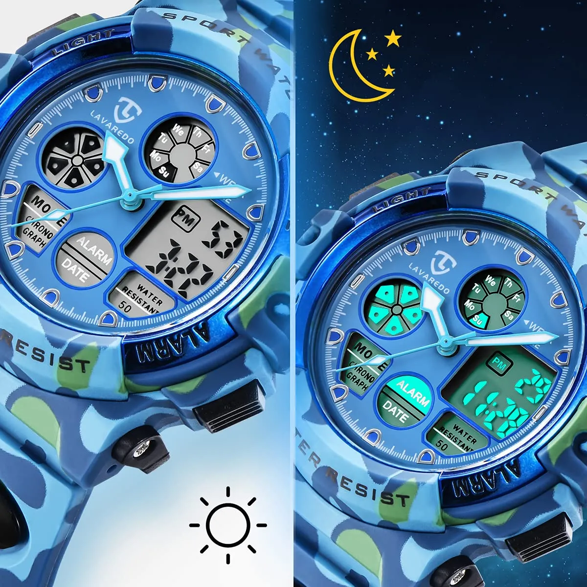 aswan watch Orologio Digitale Multifunzione per Bambini, Impermeabile, Luce LED - immagine 4