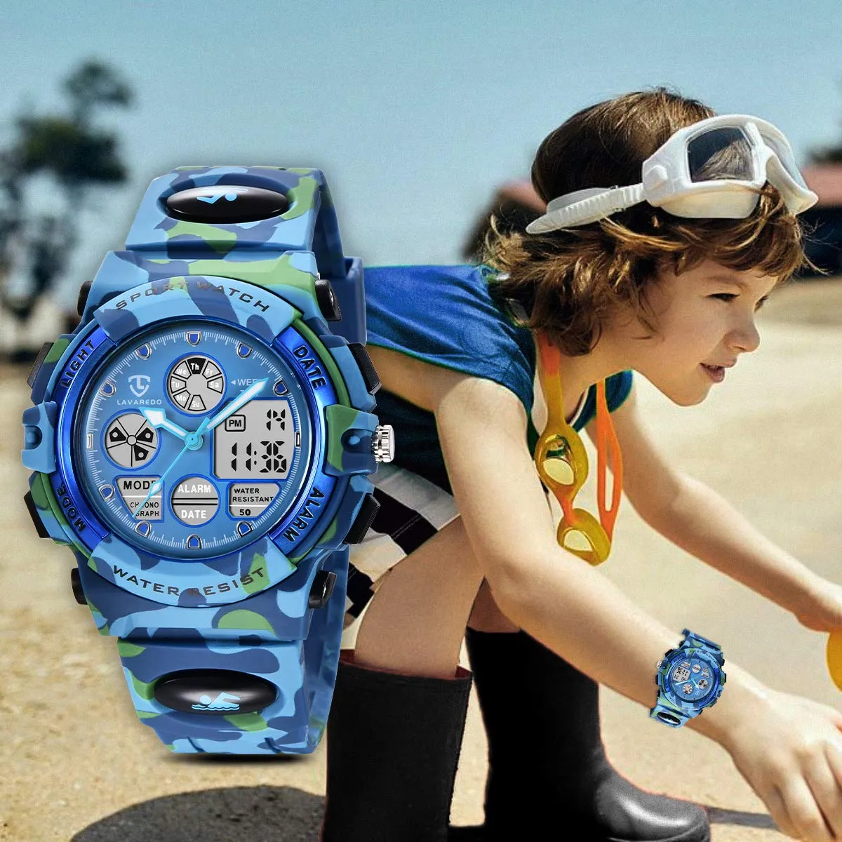 aswan watch Orologio Digitale Multifunzione per Bambini, Impermeabile, Luce LED - immagine 8