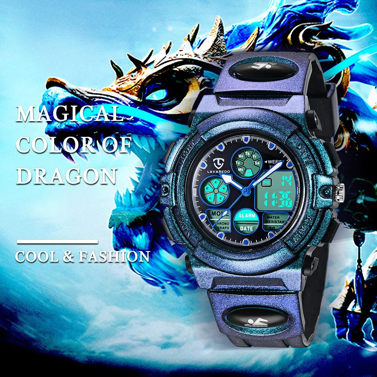 aswan watch Orologio Digitale Multifunzione per Bambini, Impermeabile 5 ATM, Luce LED - immagine 2