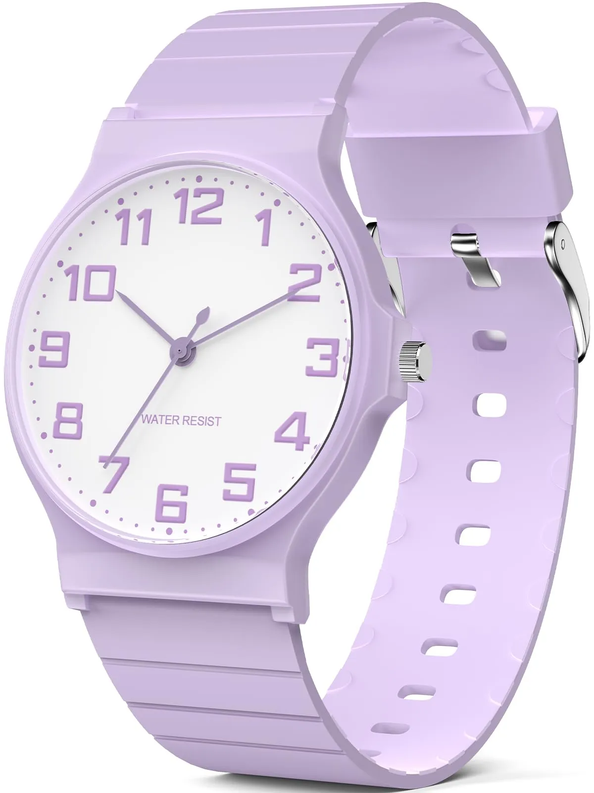 SOCICO Orologio analogico sportivo resistente all'acqua per bambini 5-15 anni, Viola-bianco - immagine 1