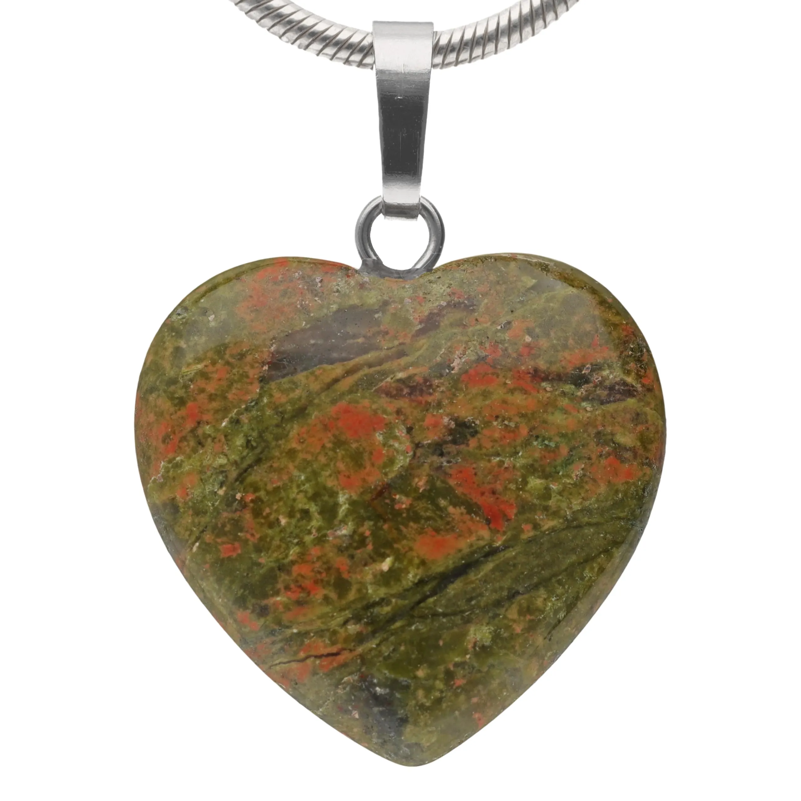 Lebensquelle Plus Ciondolo a cuore in vera pietra Unakite 2x2 cm - immagine 1