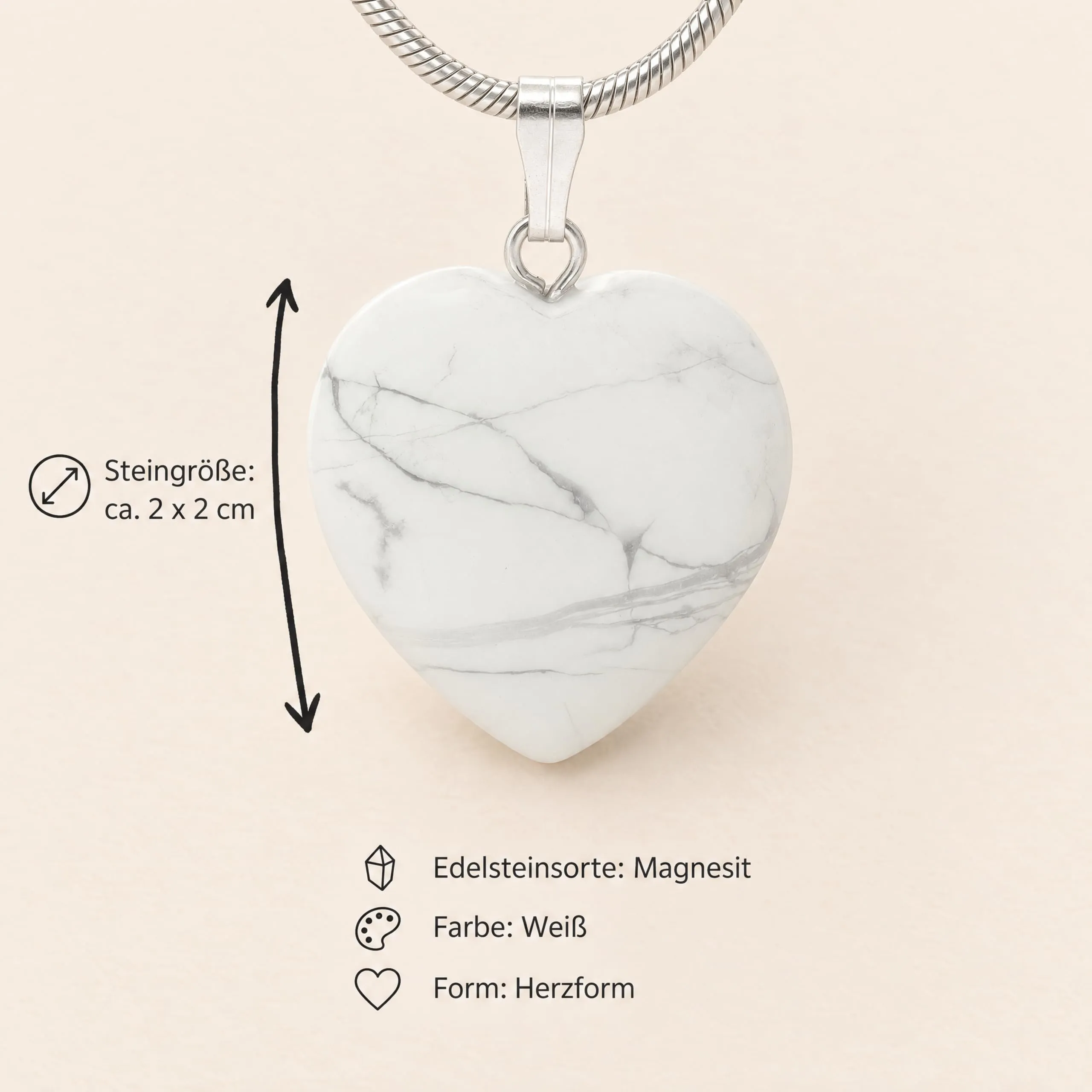 Lebensquelle Plus Ciondolo a cuore in Magnesite 2x2 cm - immagine 3