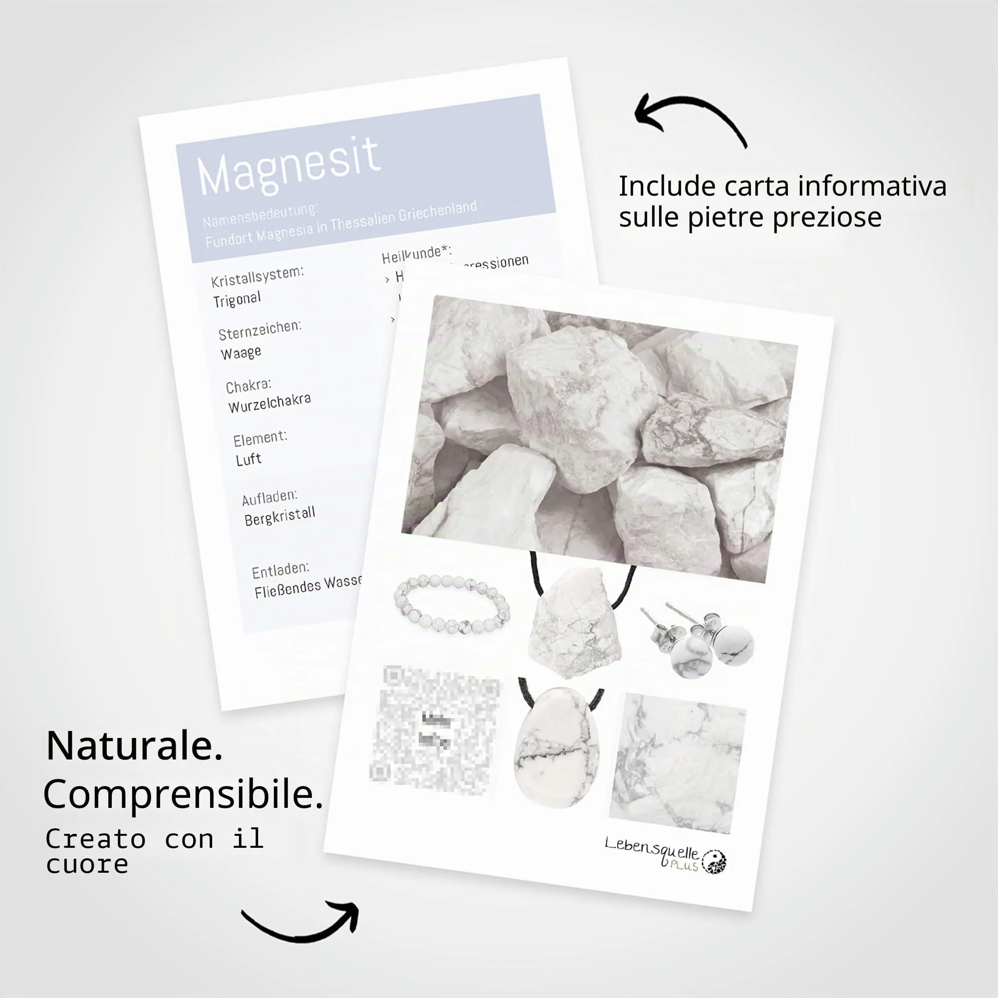 Lebensquelle Plus Ciondolo a cuore in Magnesite 2x2 cm - immagine 4