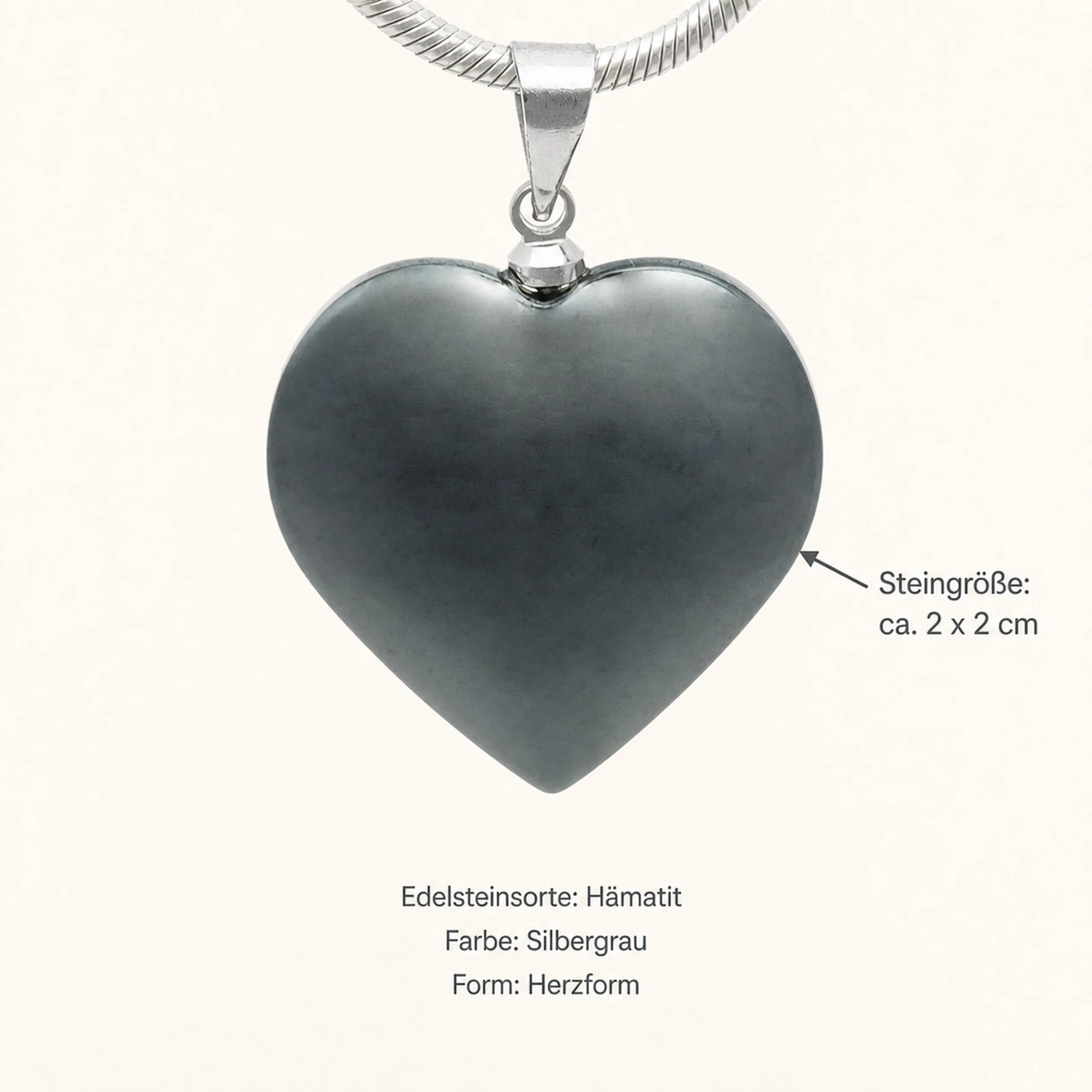 Lebensquelle Plus Ciondolo a cuore in ematite, 2x2 cm - immagine 3