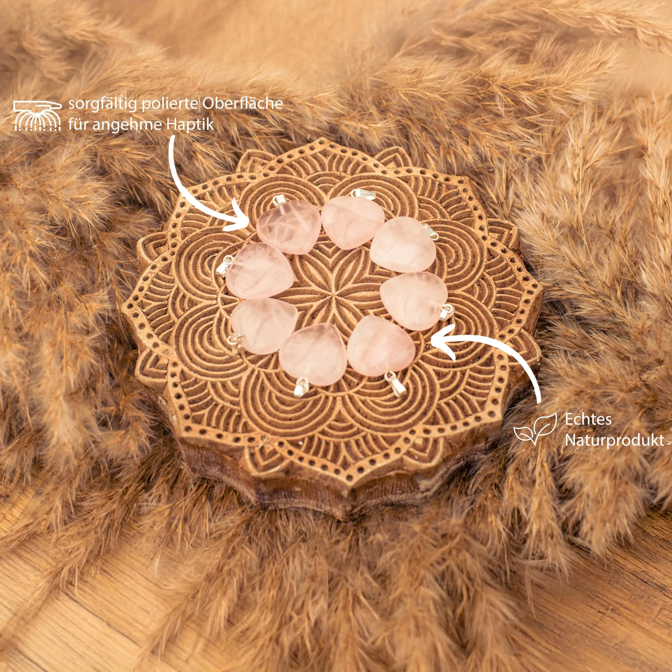 Lebensquelle Plus Ciondolo a cuore in quarzo rosa, 2x2 cm - immagine 3