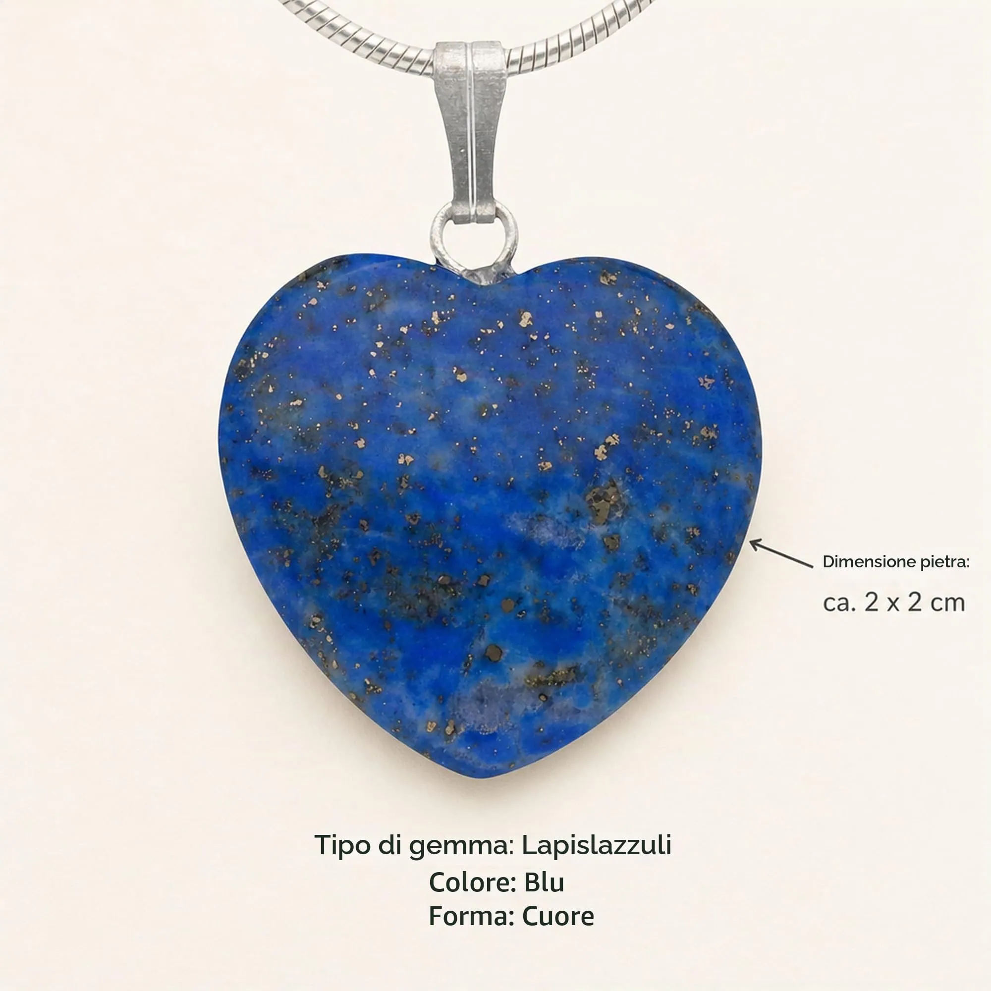 Lebensquelle Plus Ciondolo a cuore in Lapislazzuli, 2x2 cm - immagine 3