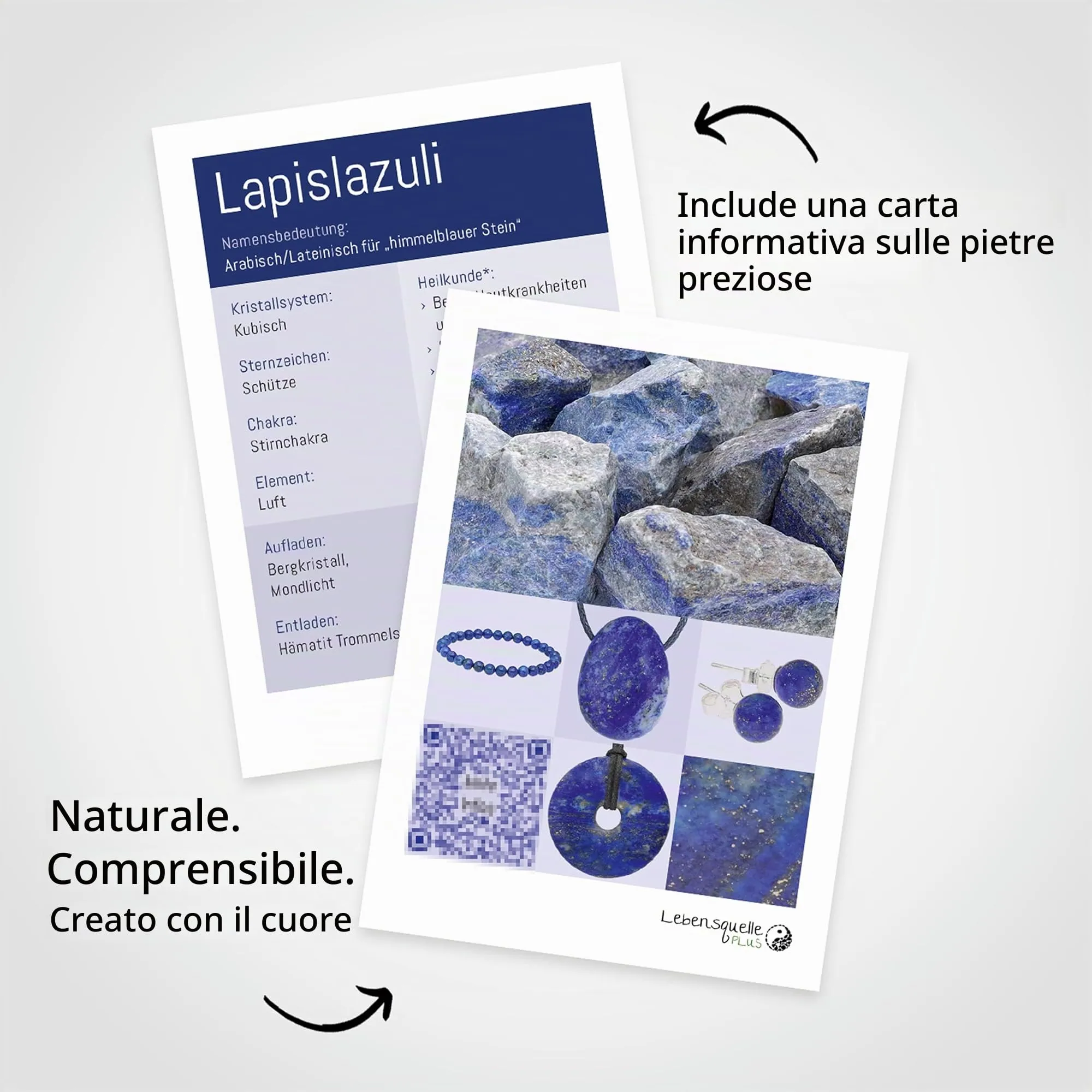 Lebensquelle Plus Ciondolo a cuore in Lapislazzuli, 2x2 cm - immagine 4