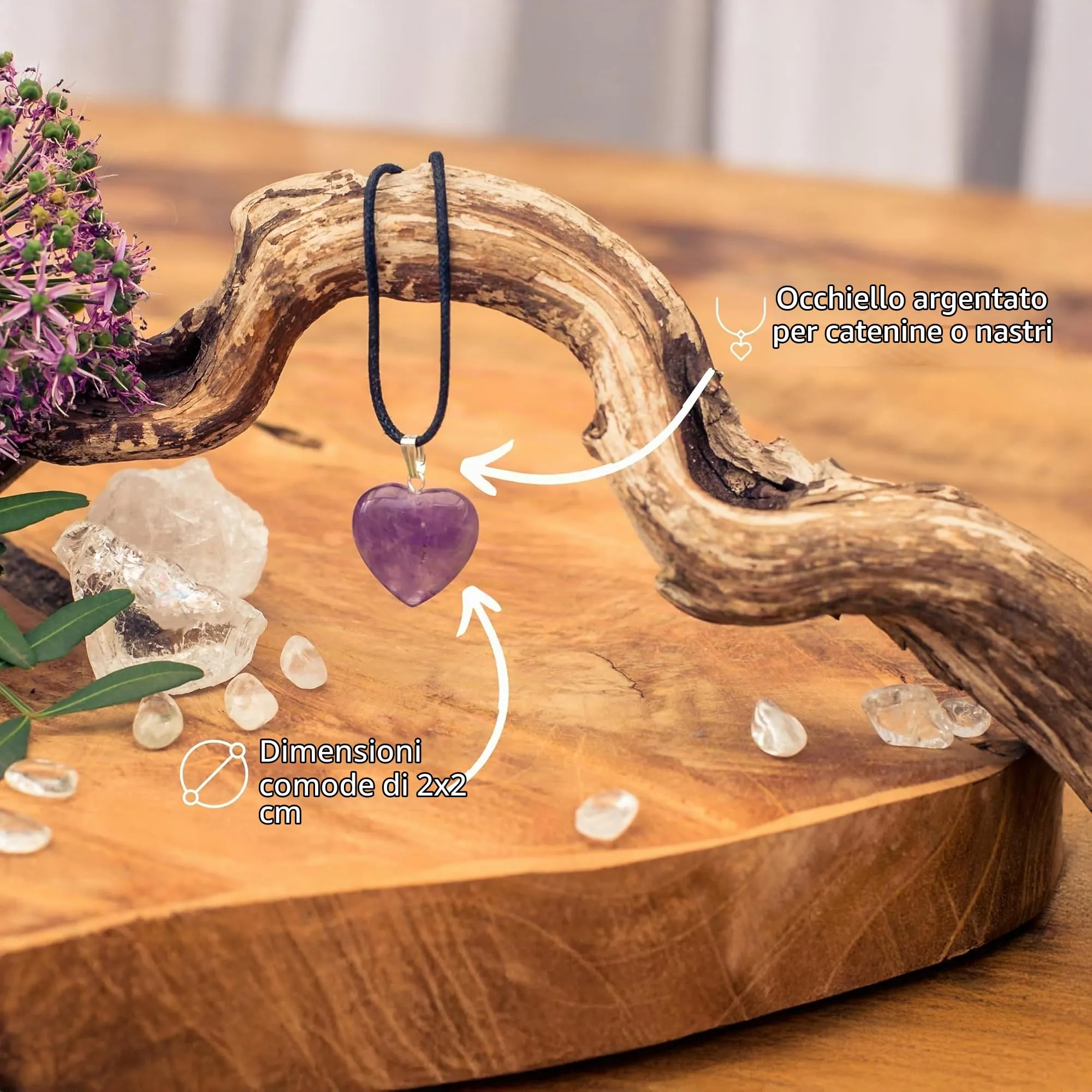 Lebensquelle Plus Ciondolo a cuore in Ametista, 2x2 cm - immagine 5