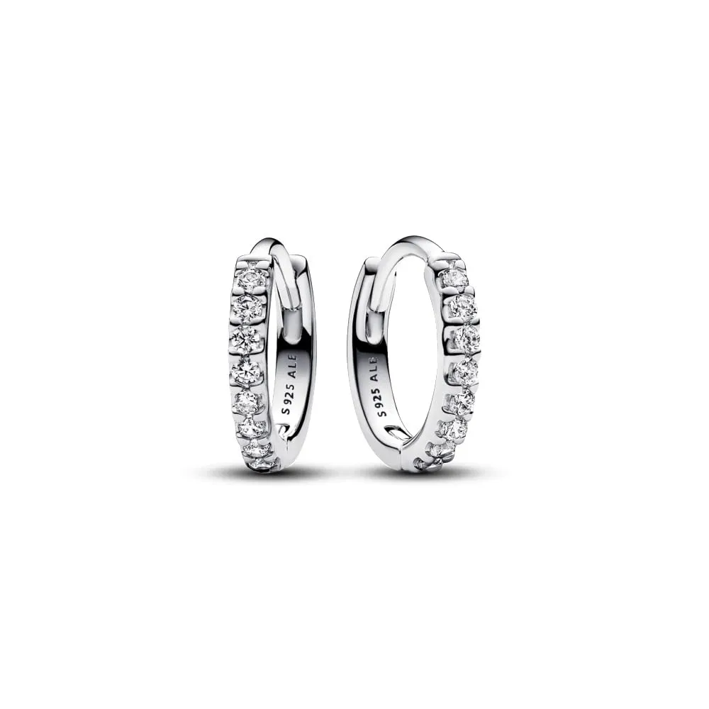 Pandora Timeless Orecchini a cerchio in argento sterling con zirconi cubici trasparenti - immagine 2