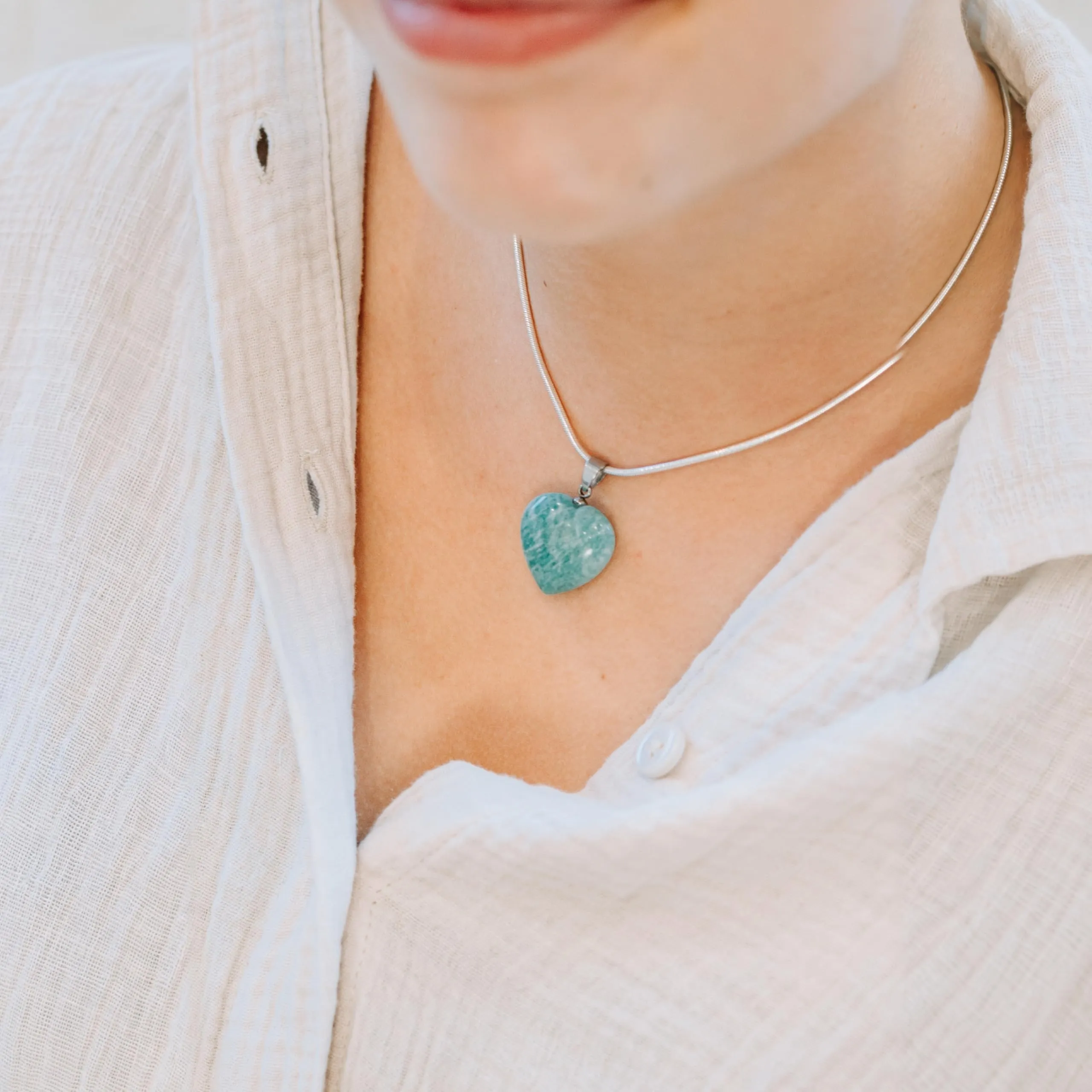 Lebensquelle Plus Ciondolo a cuore in Amazonite 2x2 cm - immagine 2