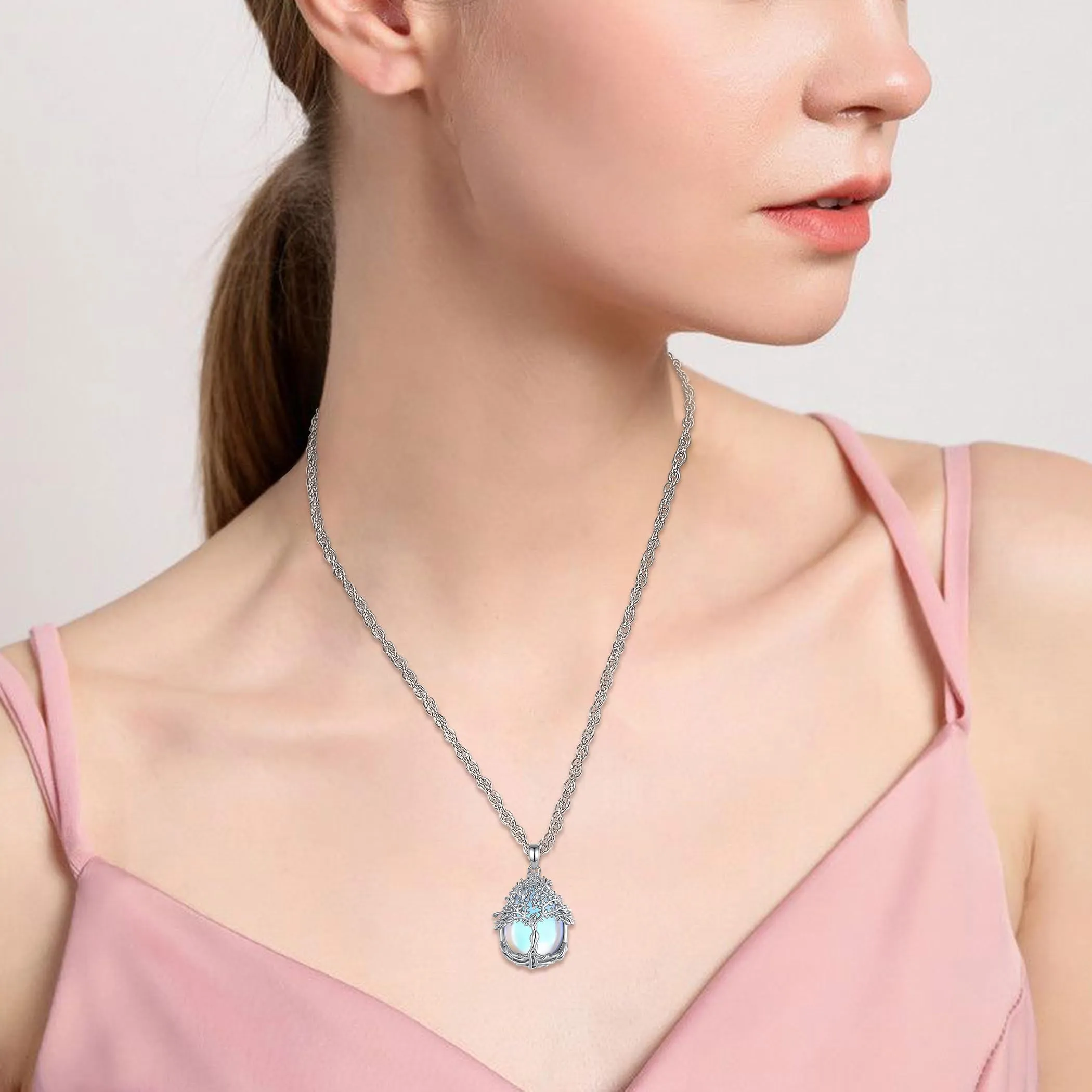 AEONSLOVE Collana Albero della Vita con Pietra di Luna naturale - immagine 5