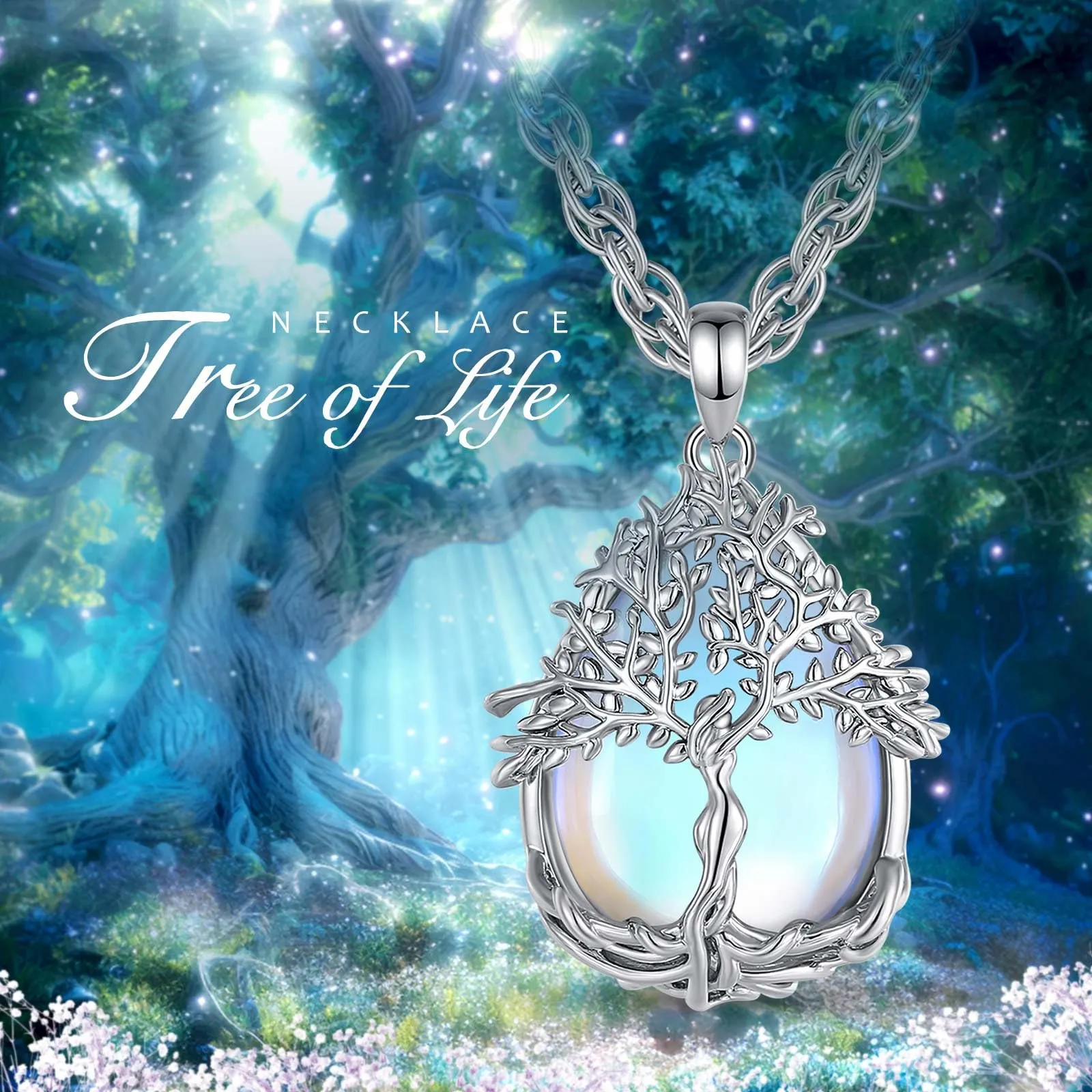 AEONSLOVE Collana Albero della Vita con Pietra di Luna naturale - immagine 7