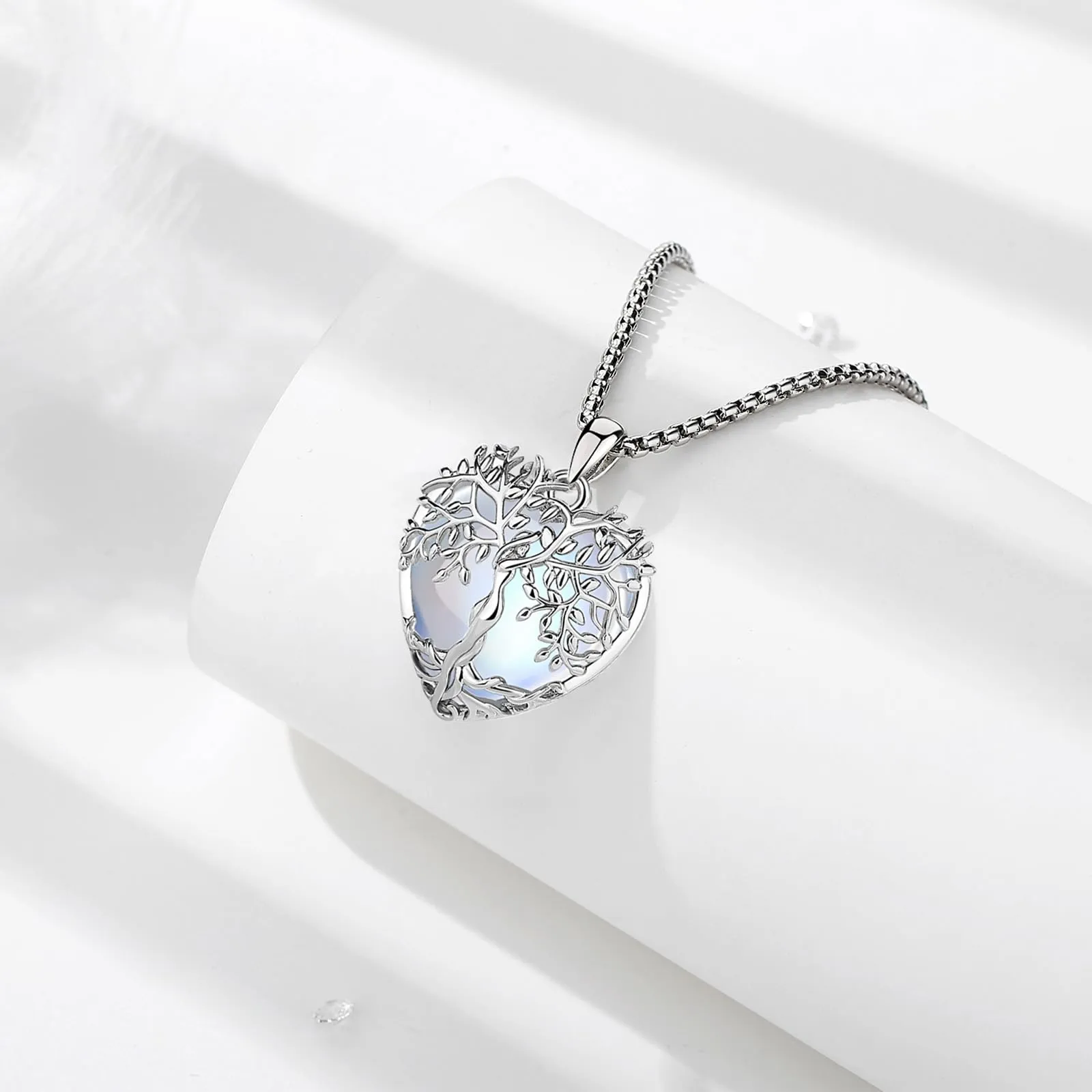 AEONSLOVE Collana Albero della Vita con Ciondolo Cuore in Pietra di Luna - immagine 3