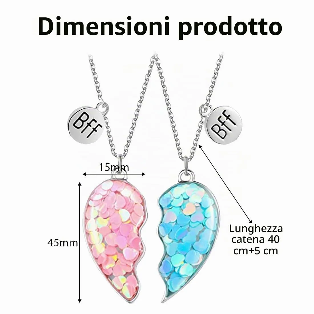 AFCJLTO Set di Collane Pendente Amicizia BFF, Confezione da 2 Pezzi per Ragazze - immagine 2