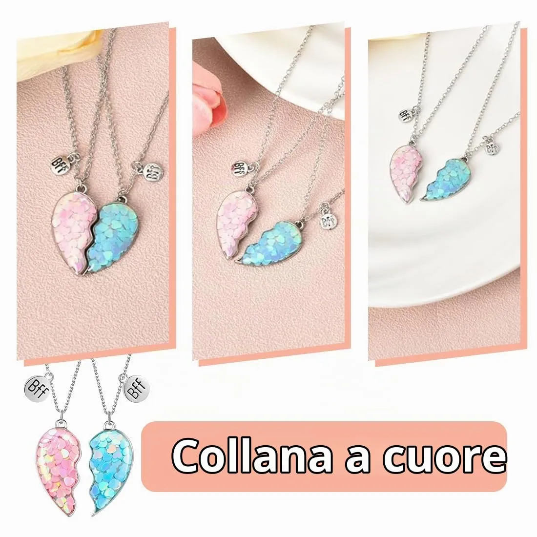 AFCJLTO Set di Collane Pendente Amicizia BFF, Confezione da 2 Pezzi per Ragazze - immagine 3
