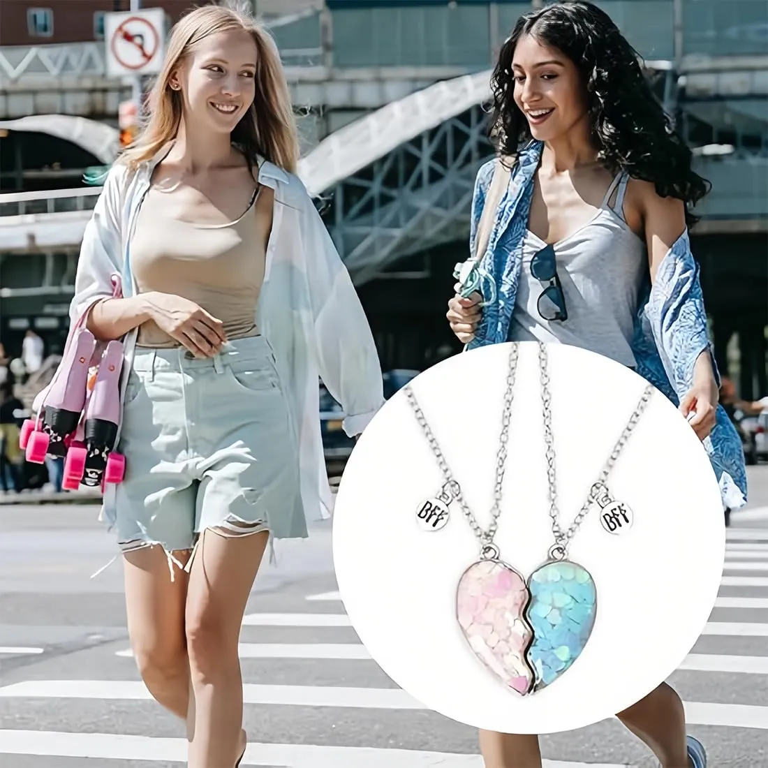 AFCJLTO Set di Collane Pendente Amicizia BFF, Confezione da 2 Pezzi per Ragazze - immagine 4
