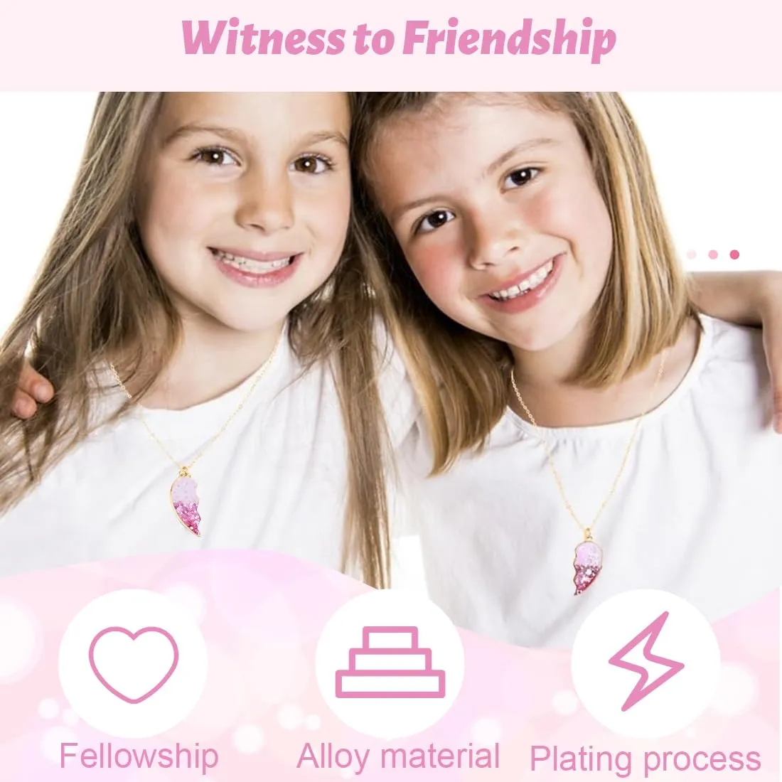 AFCJLTO Collana BFF Cuori Spezzati dell'Amicizia per Bambine e Ragazze, 46 cm, Multicolore-A - immagine 2