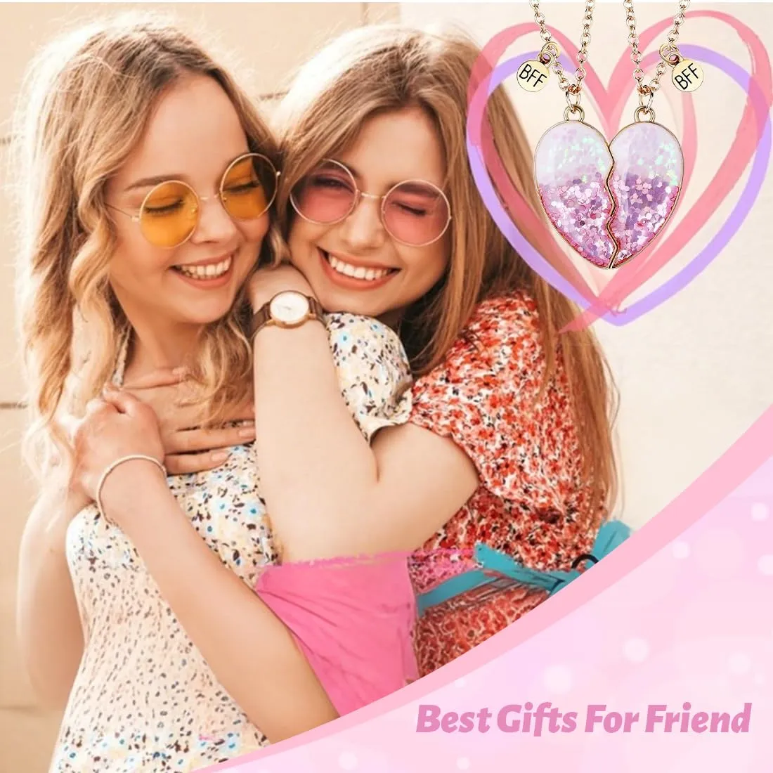 AFCJLTO Collana BFF Cuori Spezzati dell'Amicizia per Bambine e Ragazze, 46 cm, Multicolore-A - immagine 6
