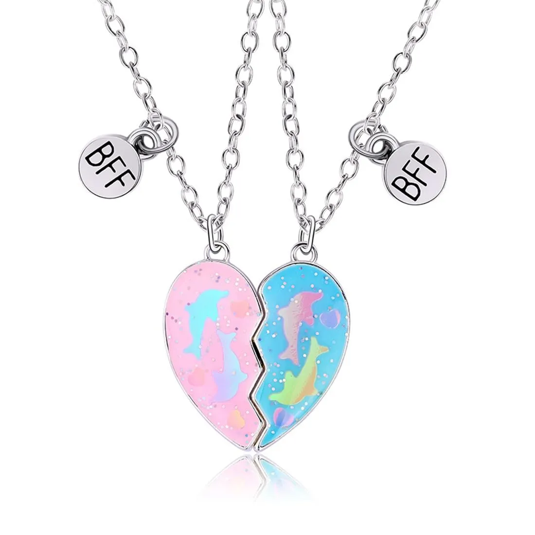 AFCJLTO Set di 2 Collane Best Friend Cuore Spezzato per Bambine, Multicolore, 35 cm - immagine 1