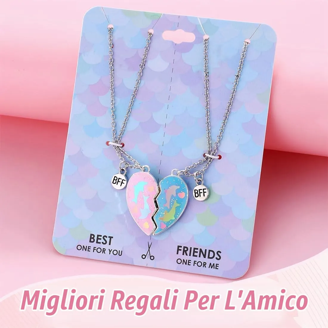 AFCJLTO Set di 2 Collane Best Friend Cuore Spezzato per Bambine, Multicolore, 35 cm - immagine 2