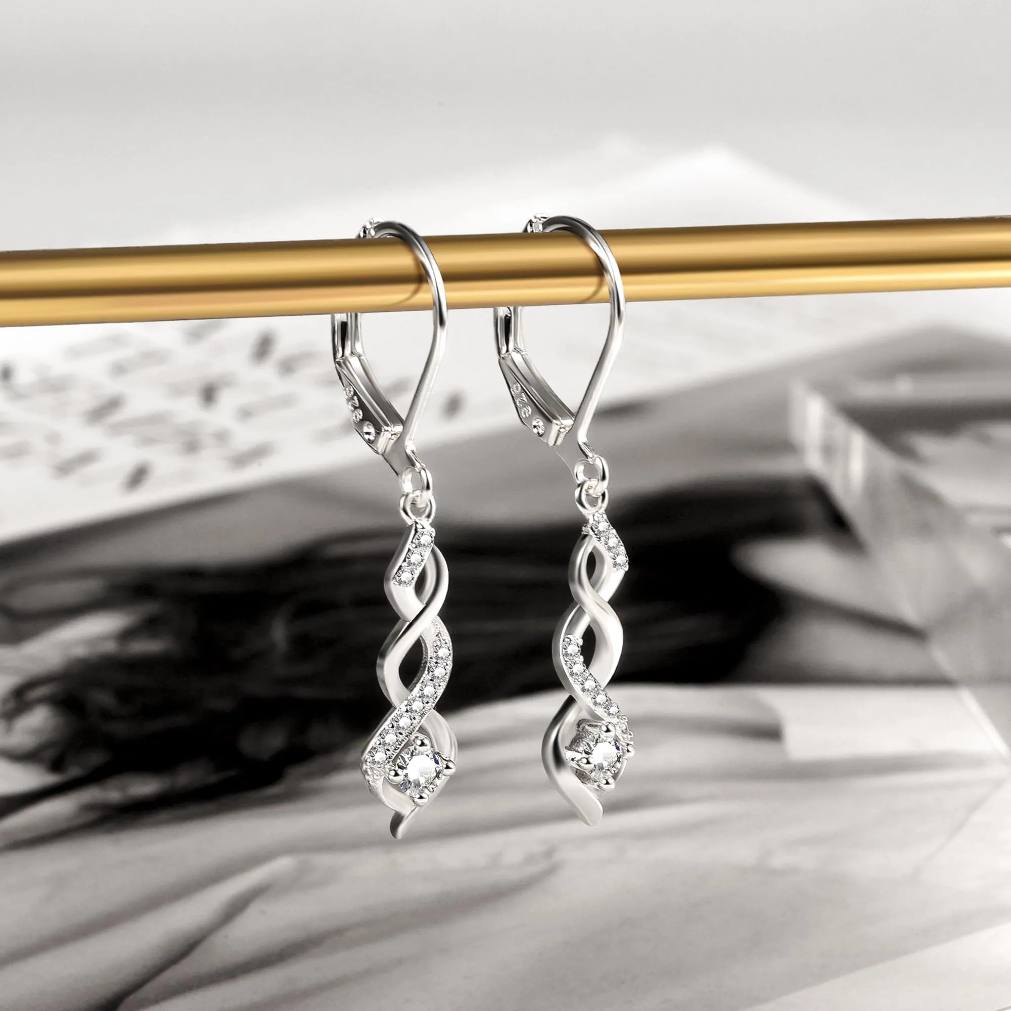 ZephyrHome Orecchini Pendenti Donna in Argento Sterling 925 Design Infinito con Zirconi - immagine 2