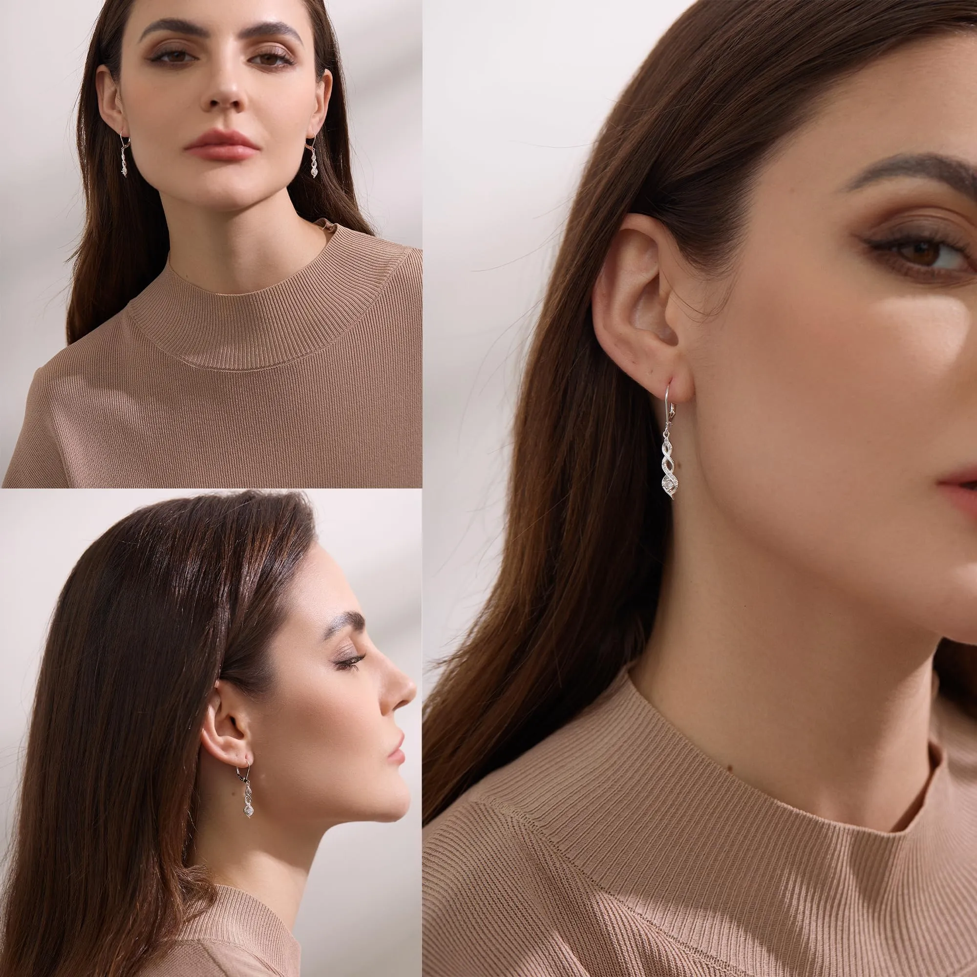 ZephyrHome Orecchini Pendenti Donna in Argento Sterling 925 Design Infinito con Zirconi - immagine 3