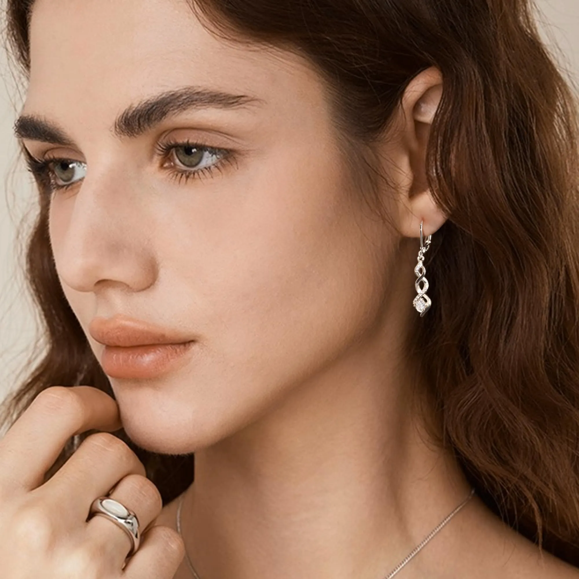 ZephyrHome Orecchini Pendenti Donna in Argento Sterling 925 Design Infinito con Zirconi - immagine 5