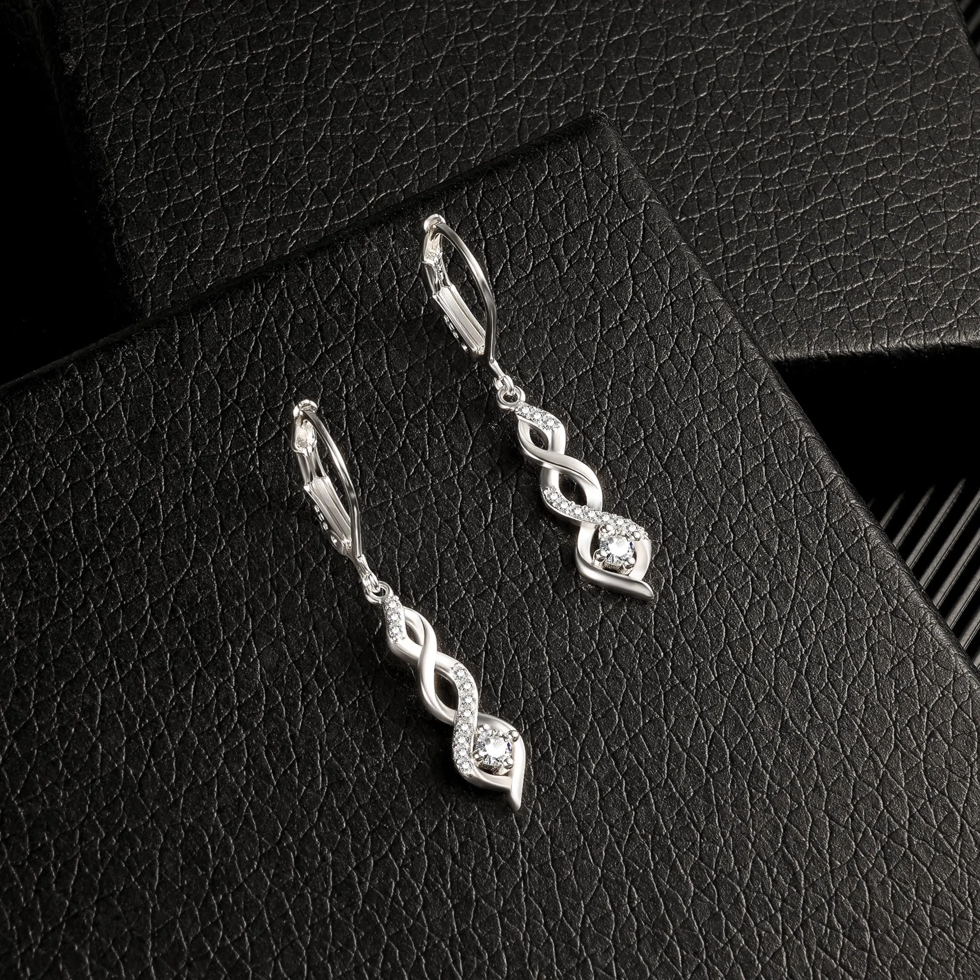 ZephyrHome Orecchini Pendenti Donna in Argento Sterling 925 Design Infinito con Zirconi - immagine 7