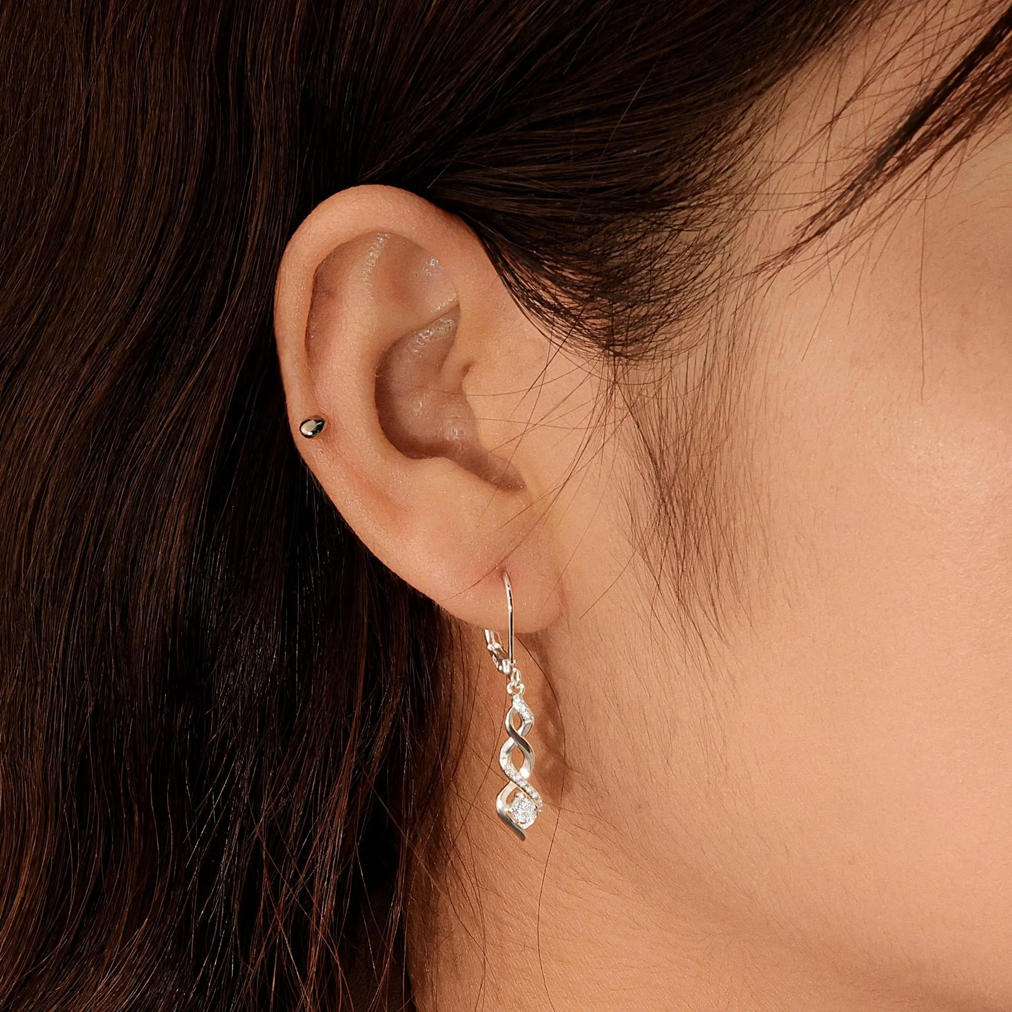ZephyrHome Orecchini Pendenti Donna in Argento Sterling 925 Design Infinito con Zirconi - immagine 9