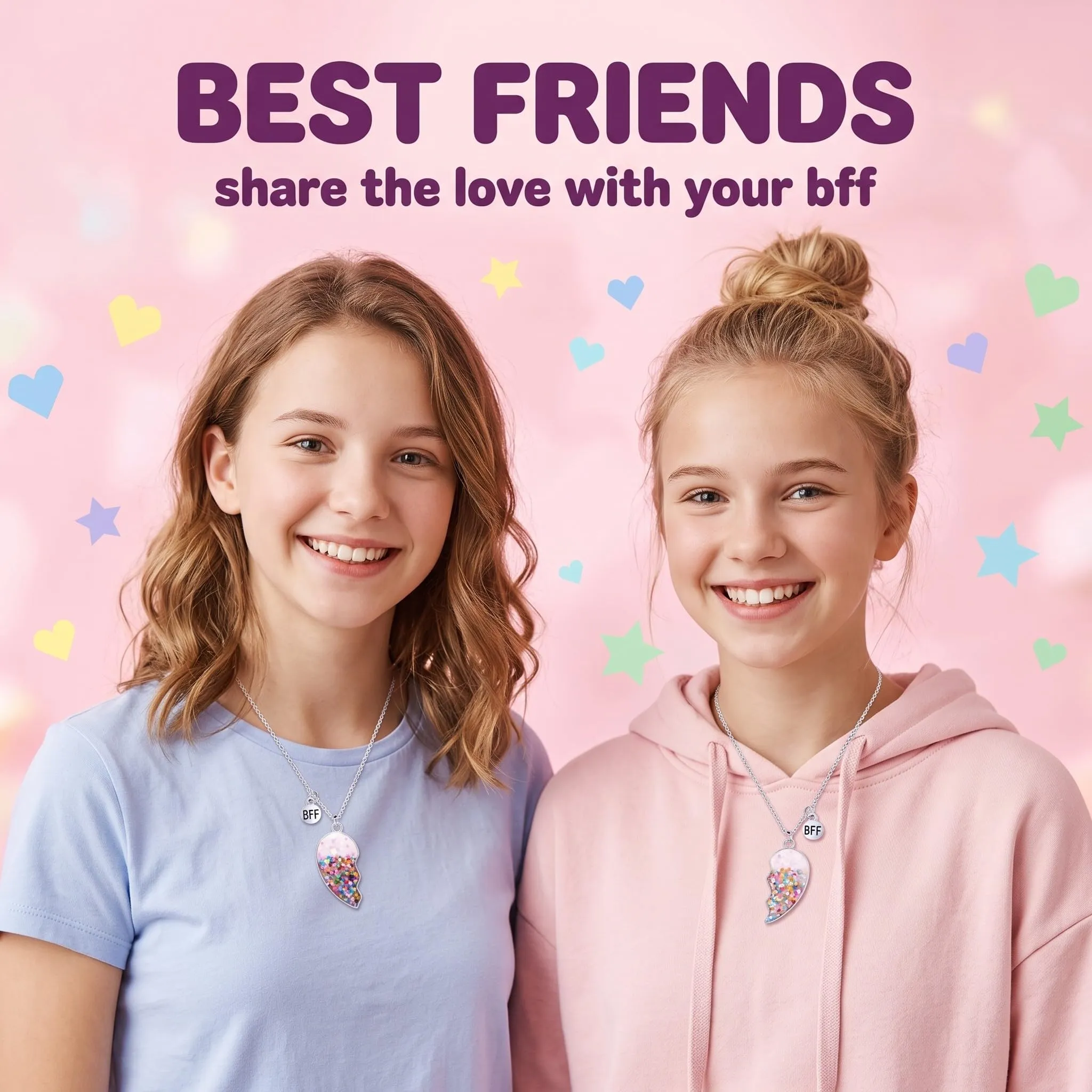 AFCJLTO Collana BFF Cuori Spezzati dell'Amicizia per Bambine e Ragazze - immagine 2