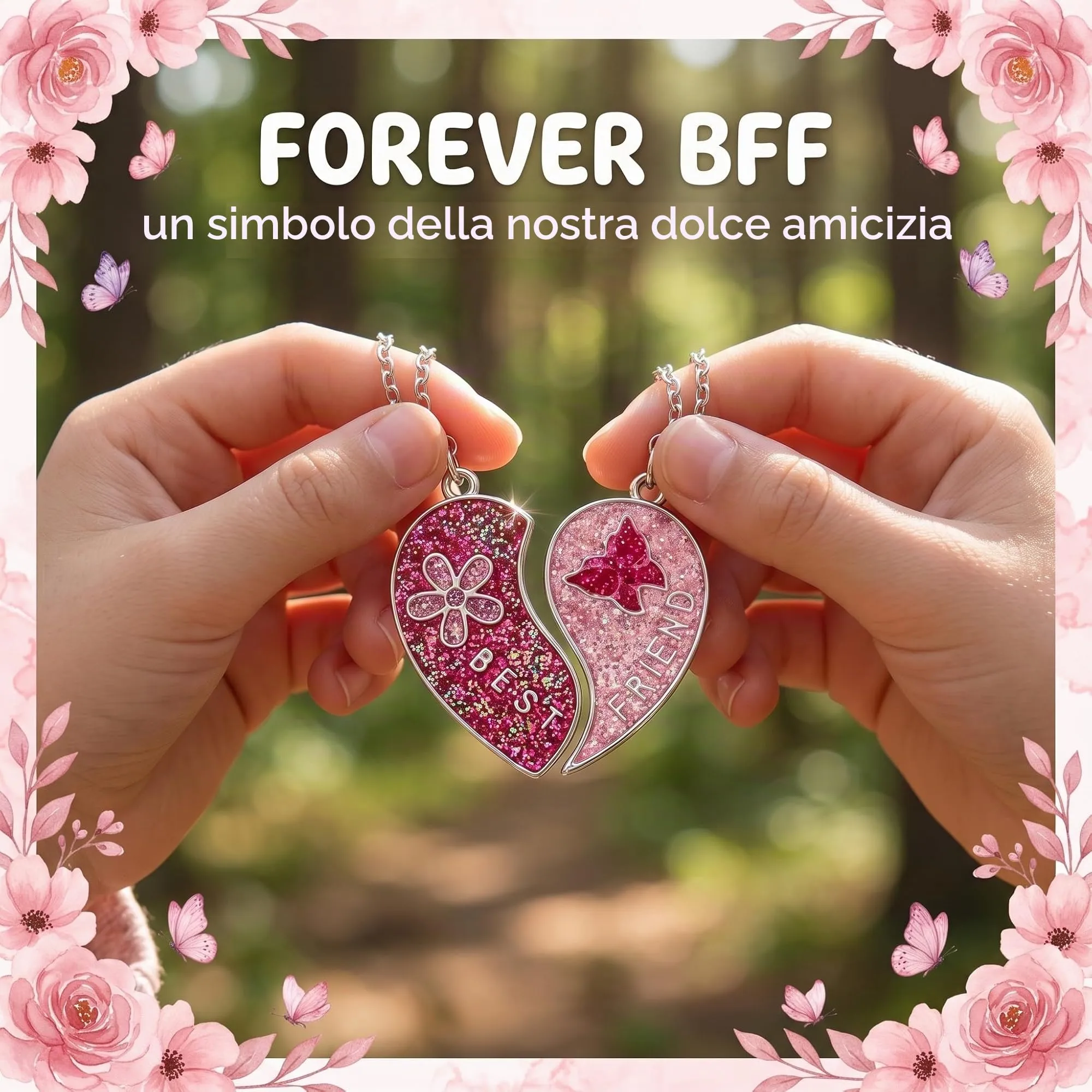 AFCJLTO Collana BFF Cuori Spezzati dell'Amicizia per Bambine e Ragazze - immagine 2