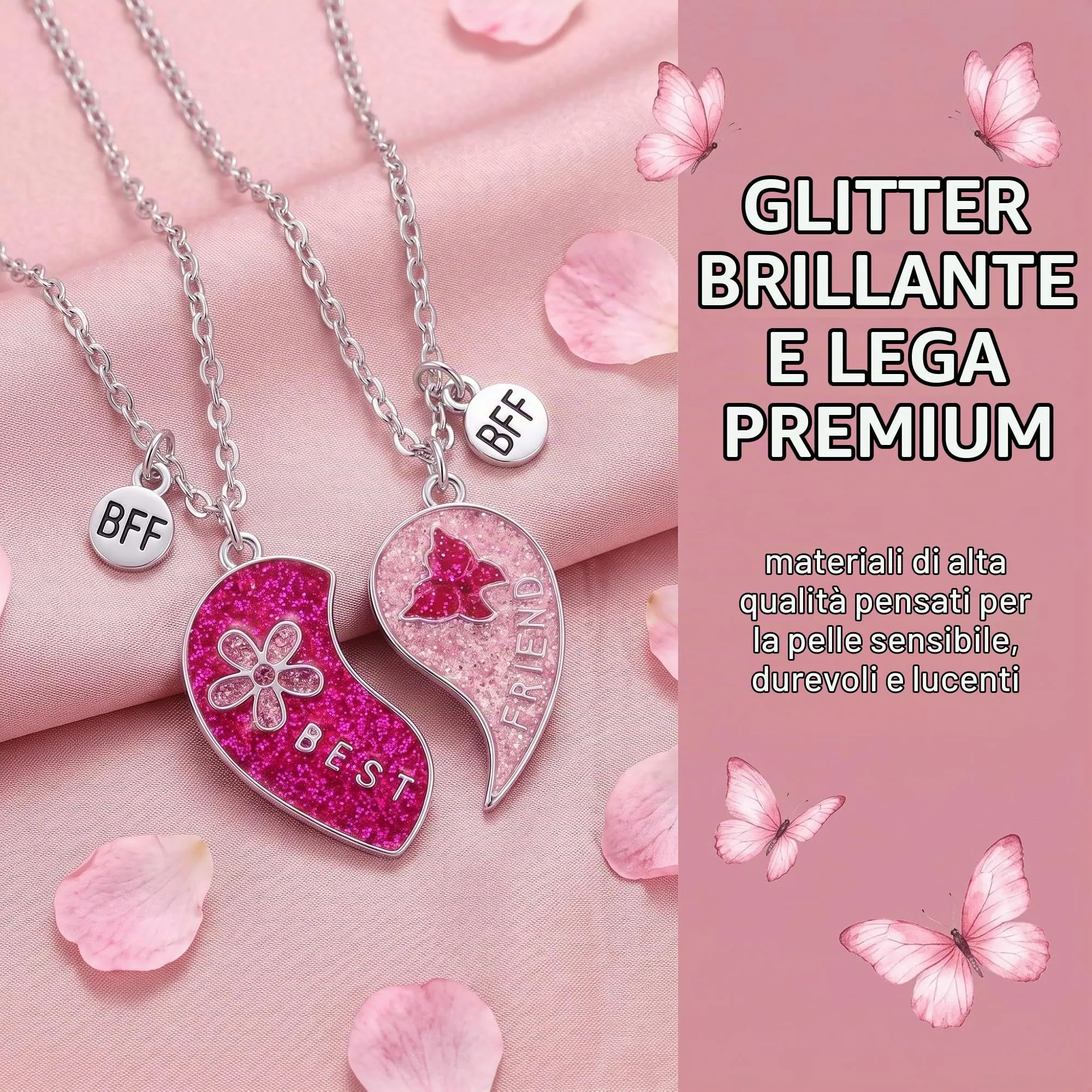 AFCJLTO Collana BFF Cuori Spezzati dell'Amicizia per Bambine e Ragazze - immagine 3