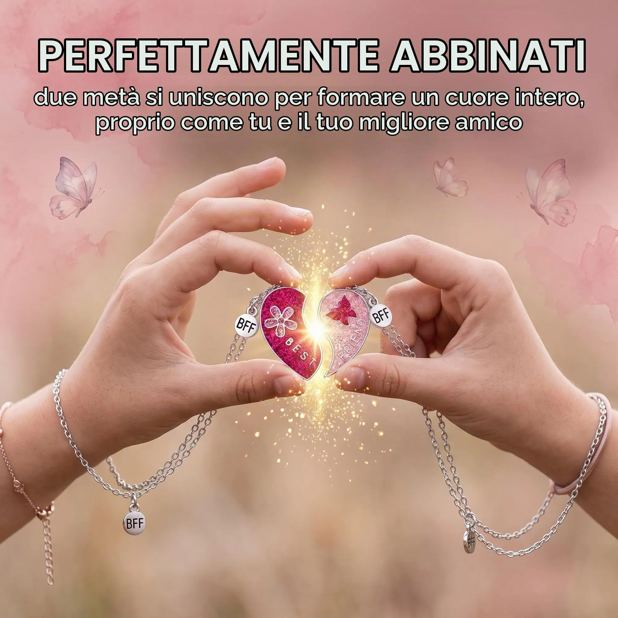 AFCJLTO Collana BFF Cuori Spezzati dell'Amicizia per Bambine e Ragazze - immagine 5