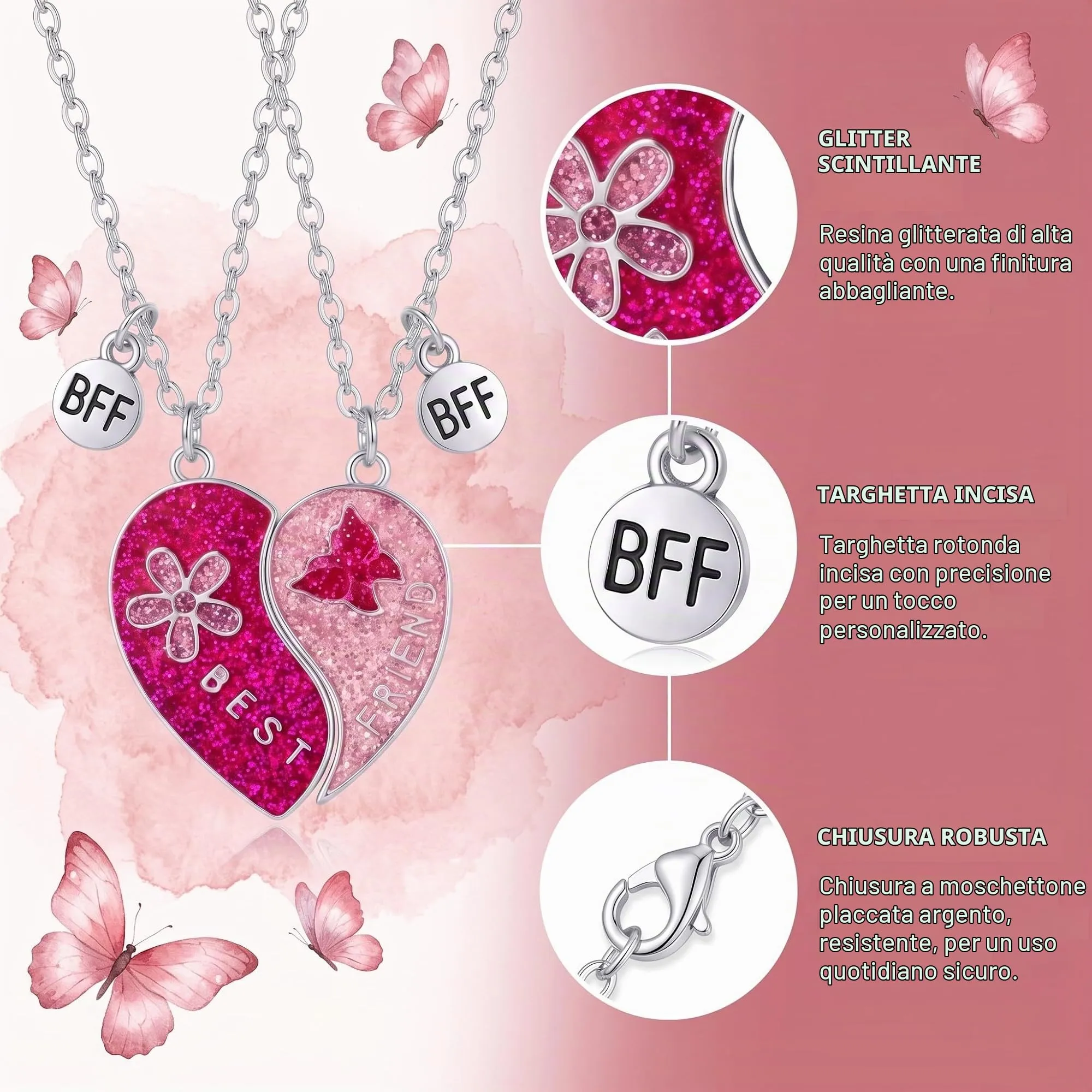 AFCJLTO Collana BFF Cuori Spezzati dell'Amicizia per Bambine e Ragazze - immagine 6