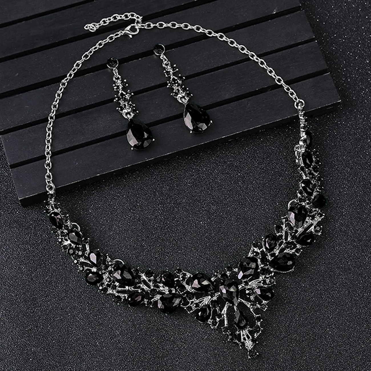 TOEECY Set Gioielli Donna Cristallo Champagne con Collana, Bracciale e Orecchini - immagine 2