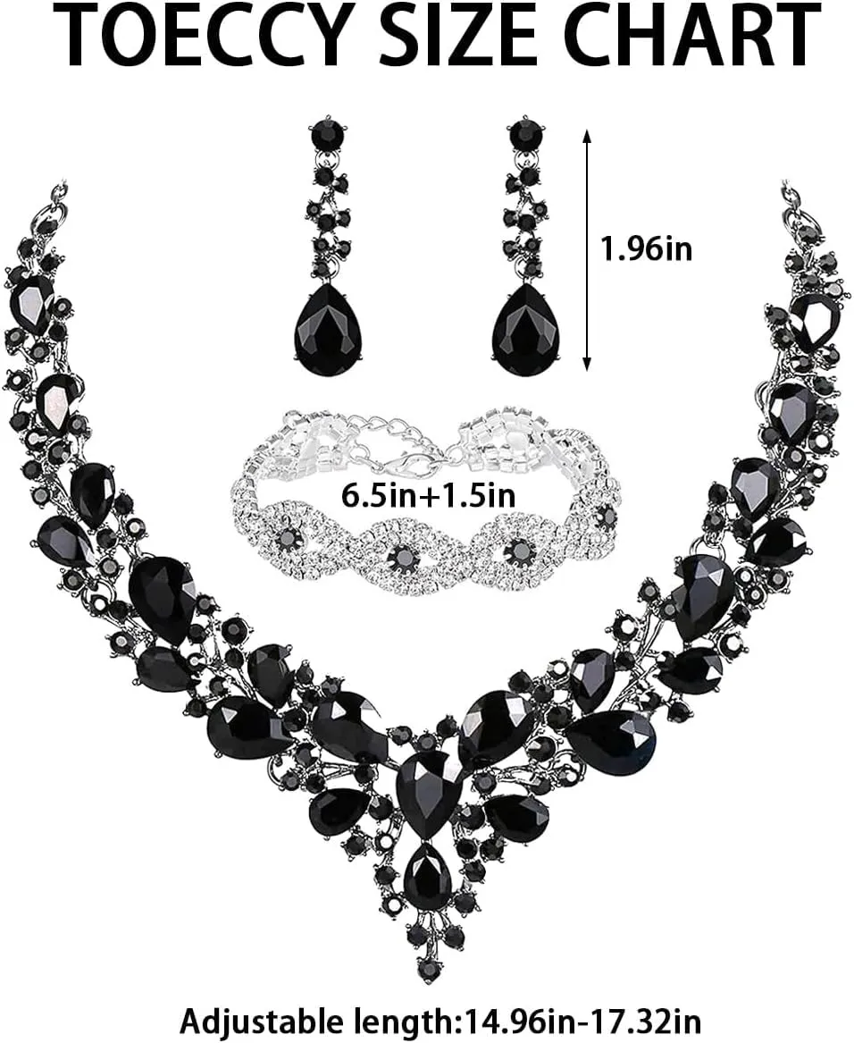 TOEECY Set Gioielli Donna Cristallo Champagne con Collana, Bracciale e Orecchini - immagine 3
