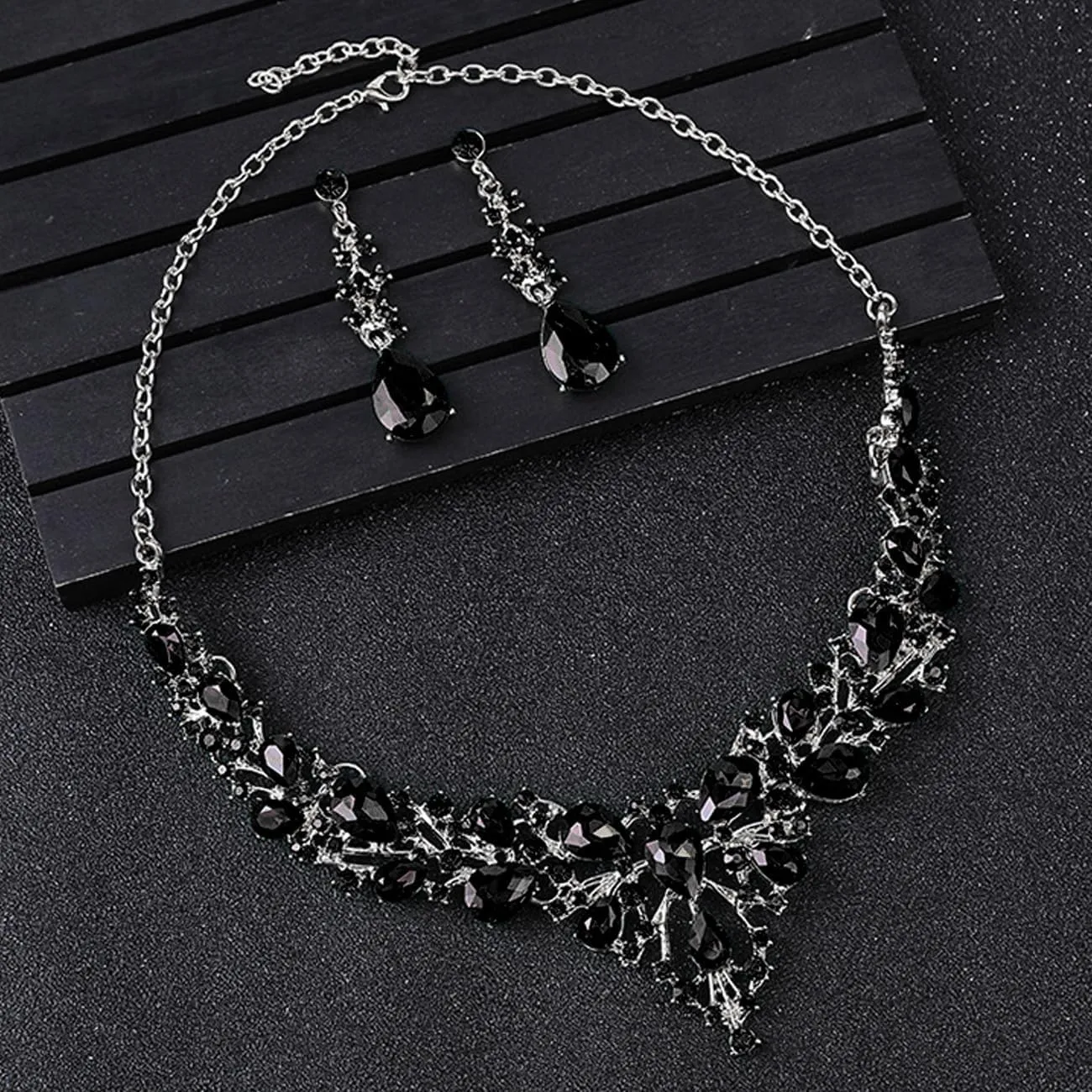 TOEECY Set Gioielli Donna Cristallo Champagne con Collana, Bracciale e Orecchini - immagine 5