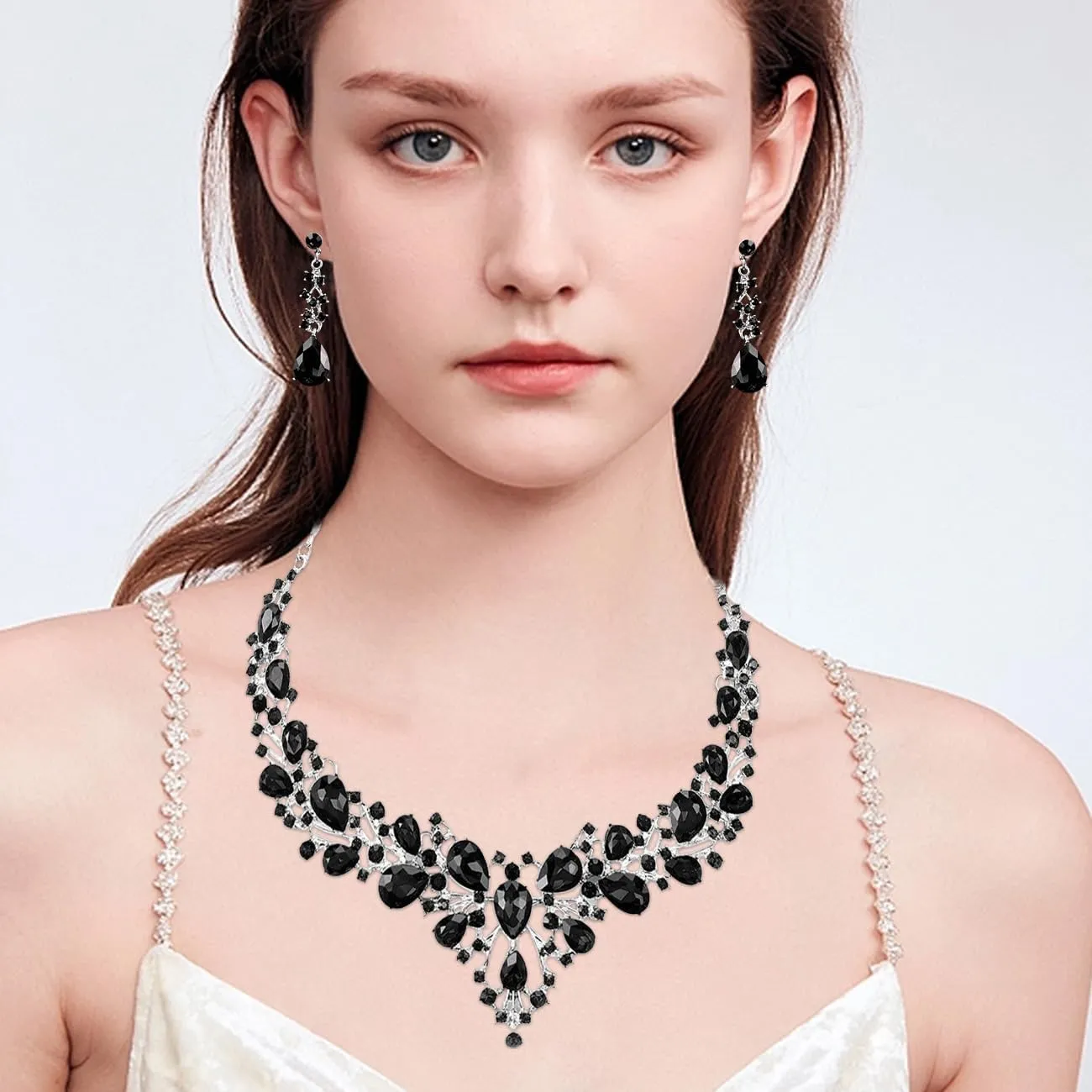 TOEECY Set Gioielli Donna Cristallo Champagne con Collana, Bracciale e Orecchini - immagine 8
