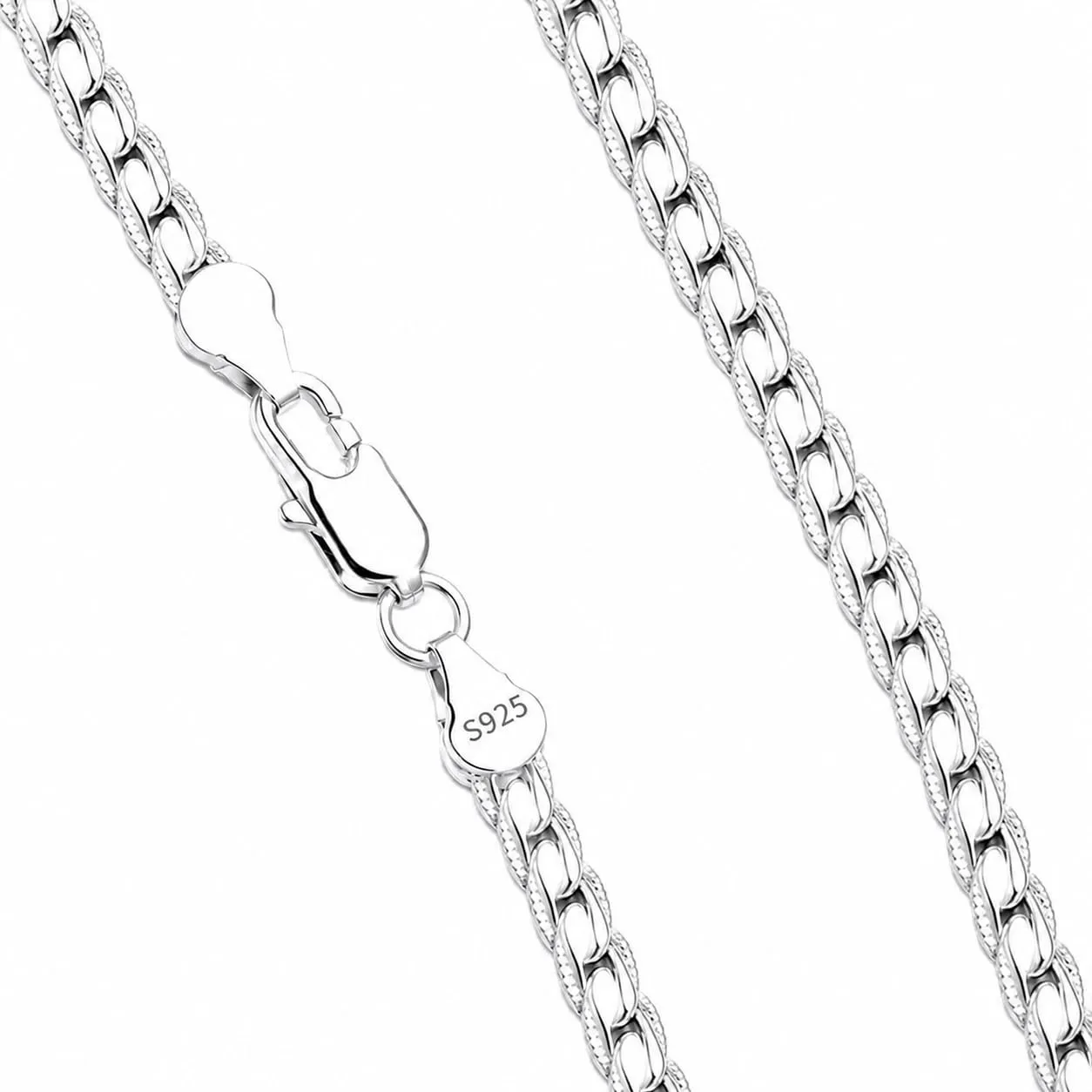 Generico Set Collana e Bracciale in Argento S925 Unisex, 50 cm + 20 cm, Diverse Maglie - immagine 2