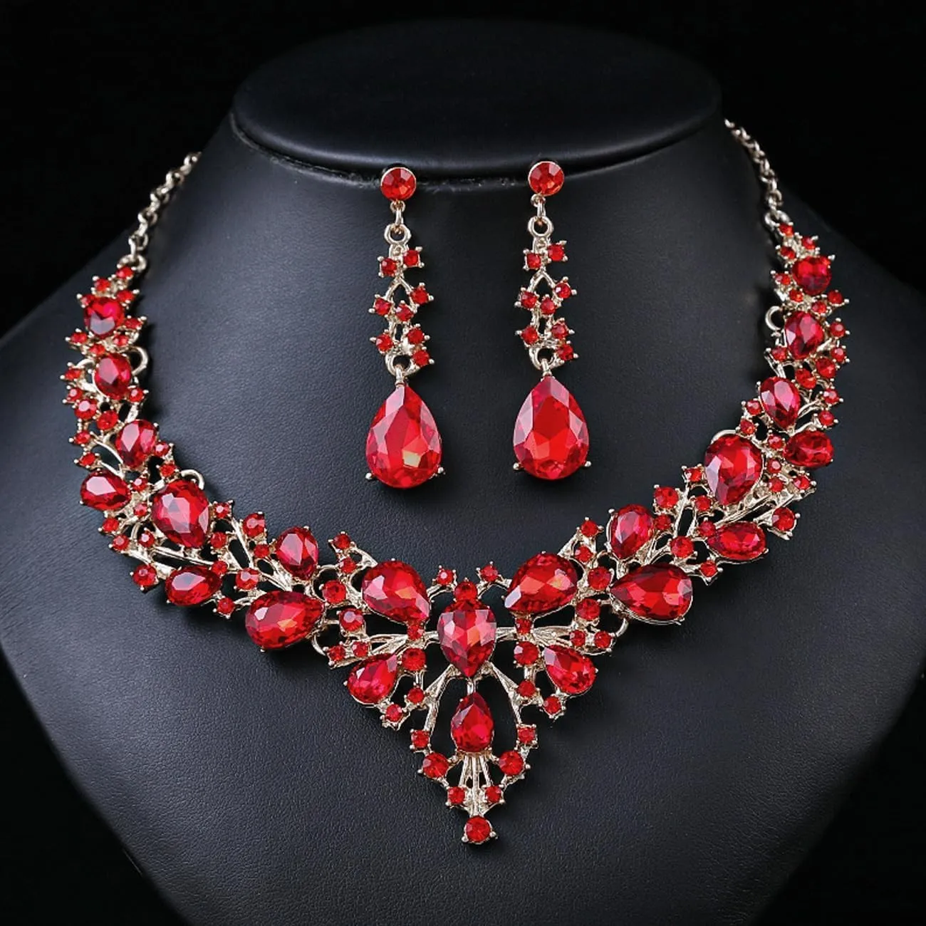 TOEECY Set Gioielli Donna Cristallo Champagne con Collana, Bracciale e Orecchini - immagine 5